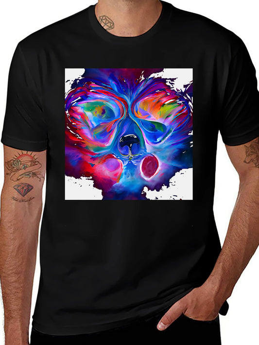 Colorful Skull Graphic Print Black T-Shirt