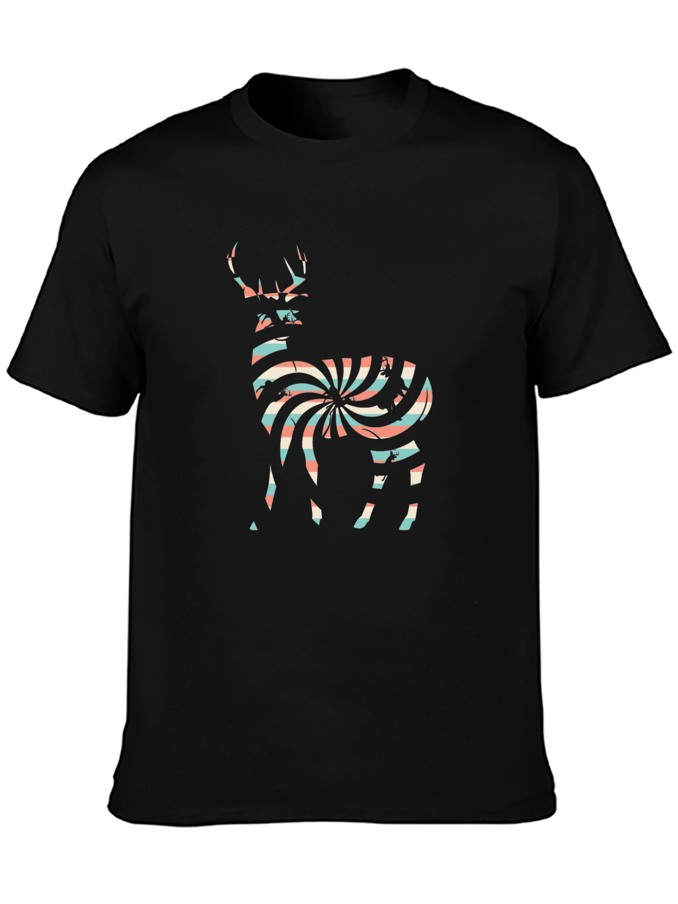 Stylish Deer Print Crew Neck T-Shirt