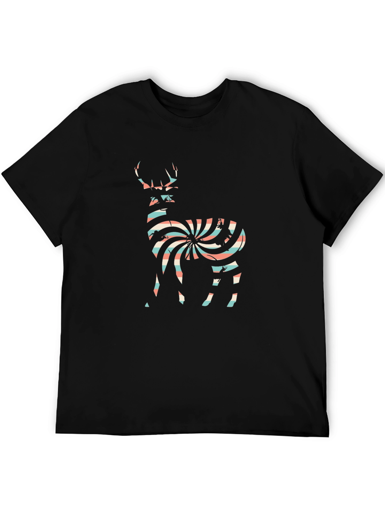 Stylish Deer Print Crew Neck T-Shirt
