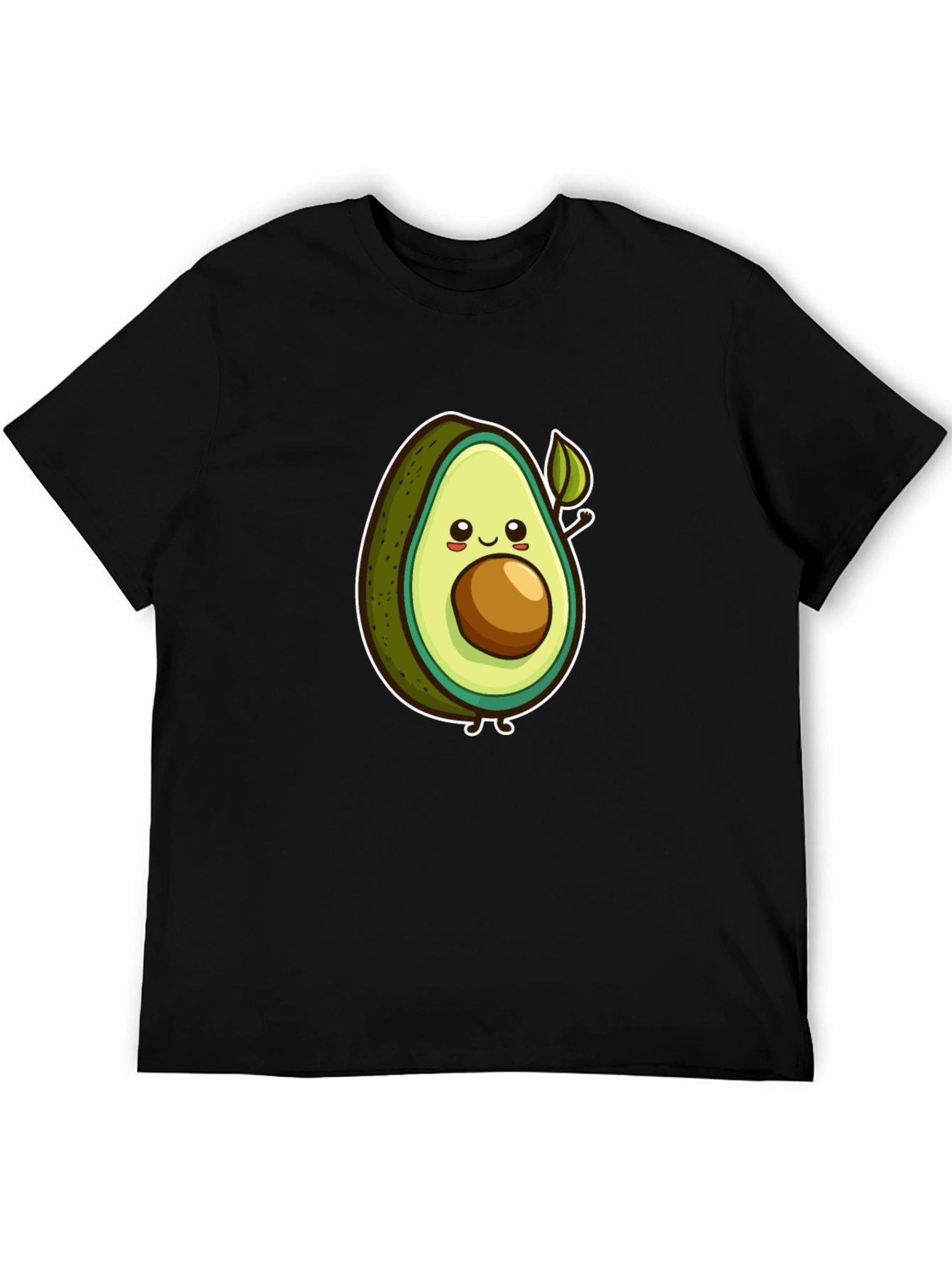Cartoon Avocado Graphic Tee - Black Unisex T-Shirt