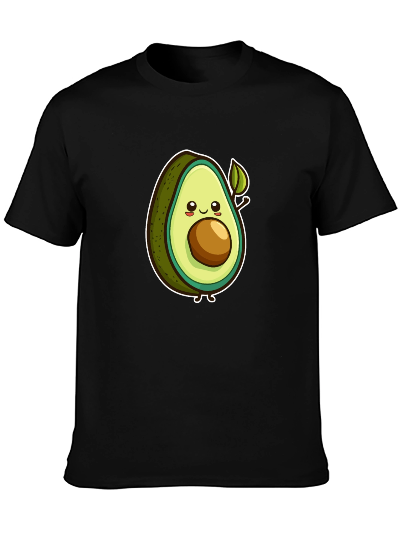 Cartoon Avocado Graphic Tee - Black Unisex T-Shirt