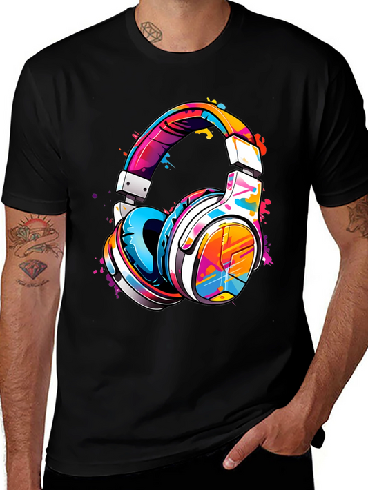 Colorful Headphones Graphic T-Shirt - Music Lover Tee