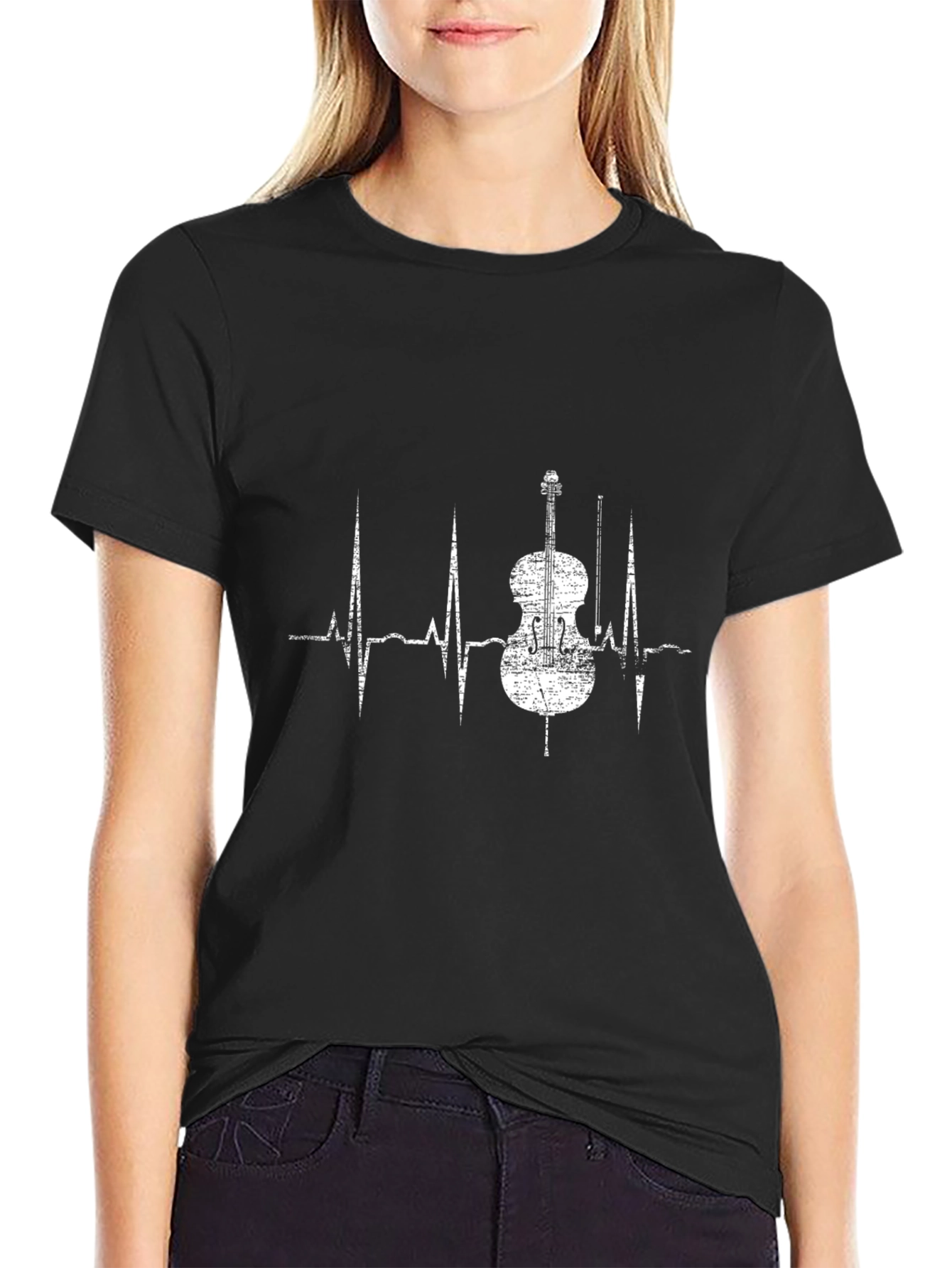 Musician Heartbeat Cello Black T-Shirt