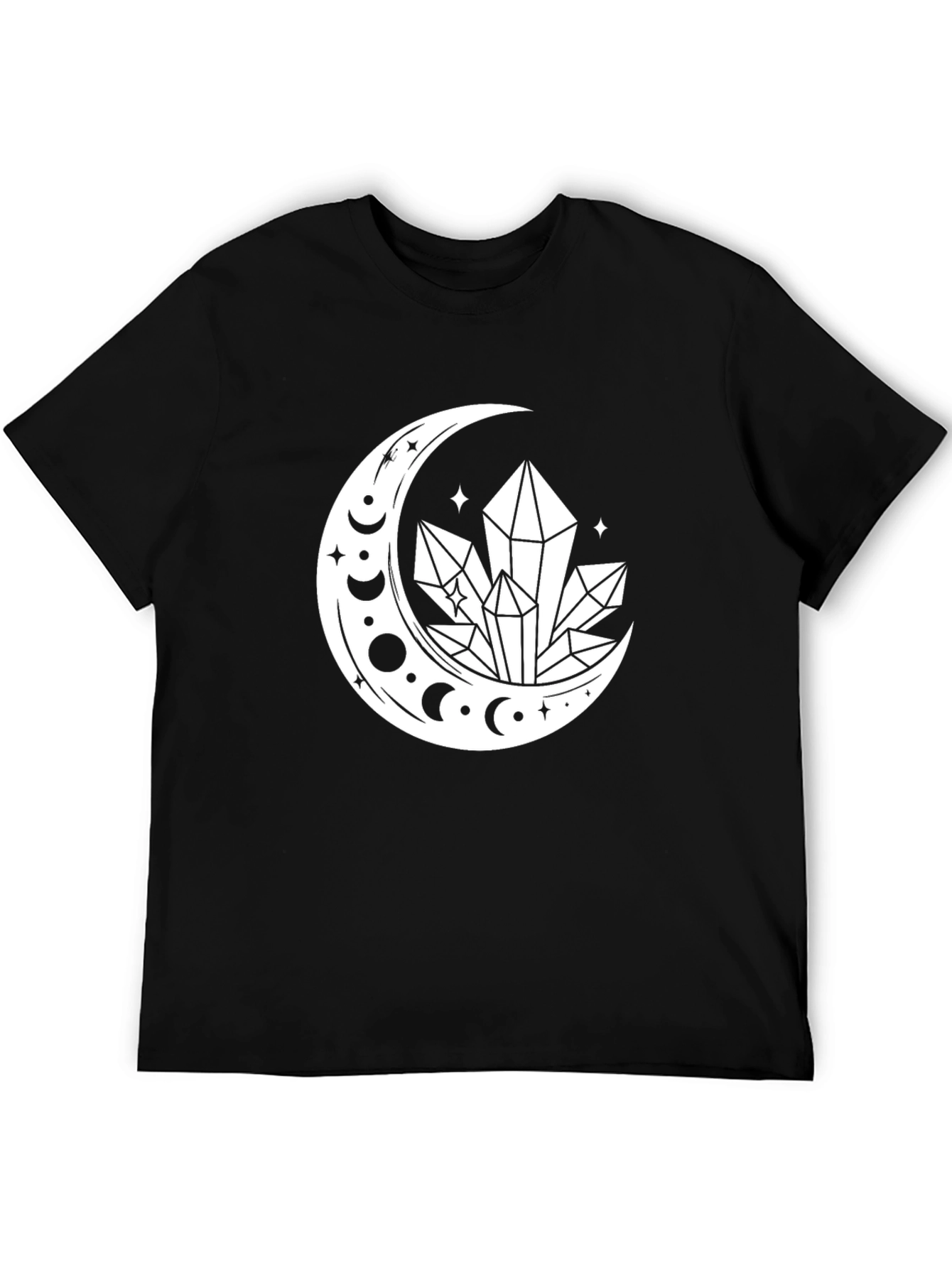 Crescent Moon Crystal Graphic T-Shirt - Black