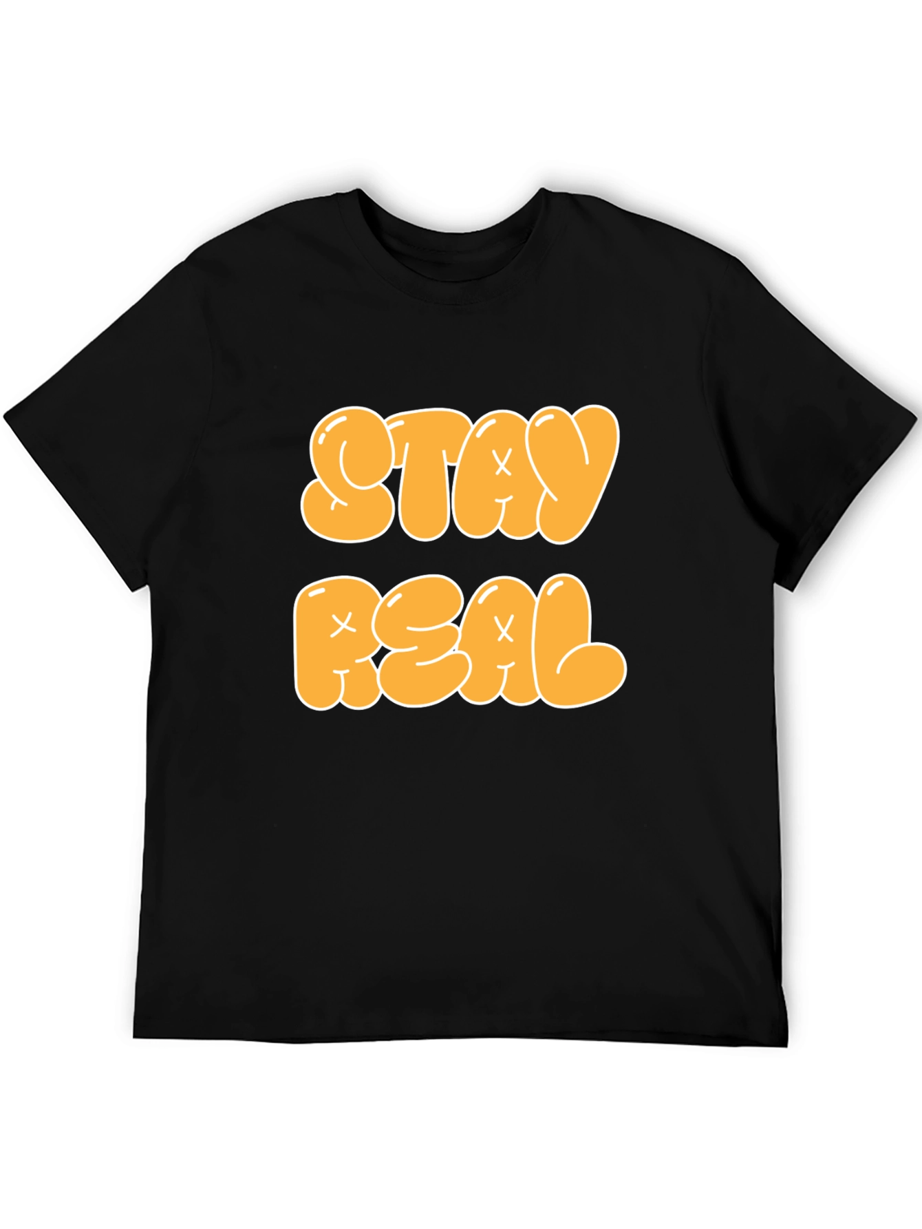 Stay Real Graphic Tee - Black Cotton Blend