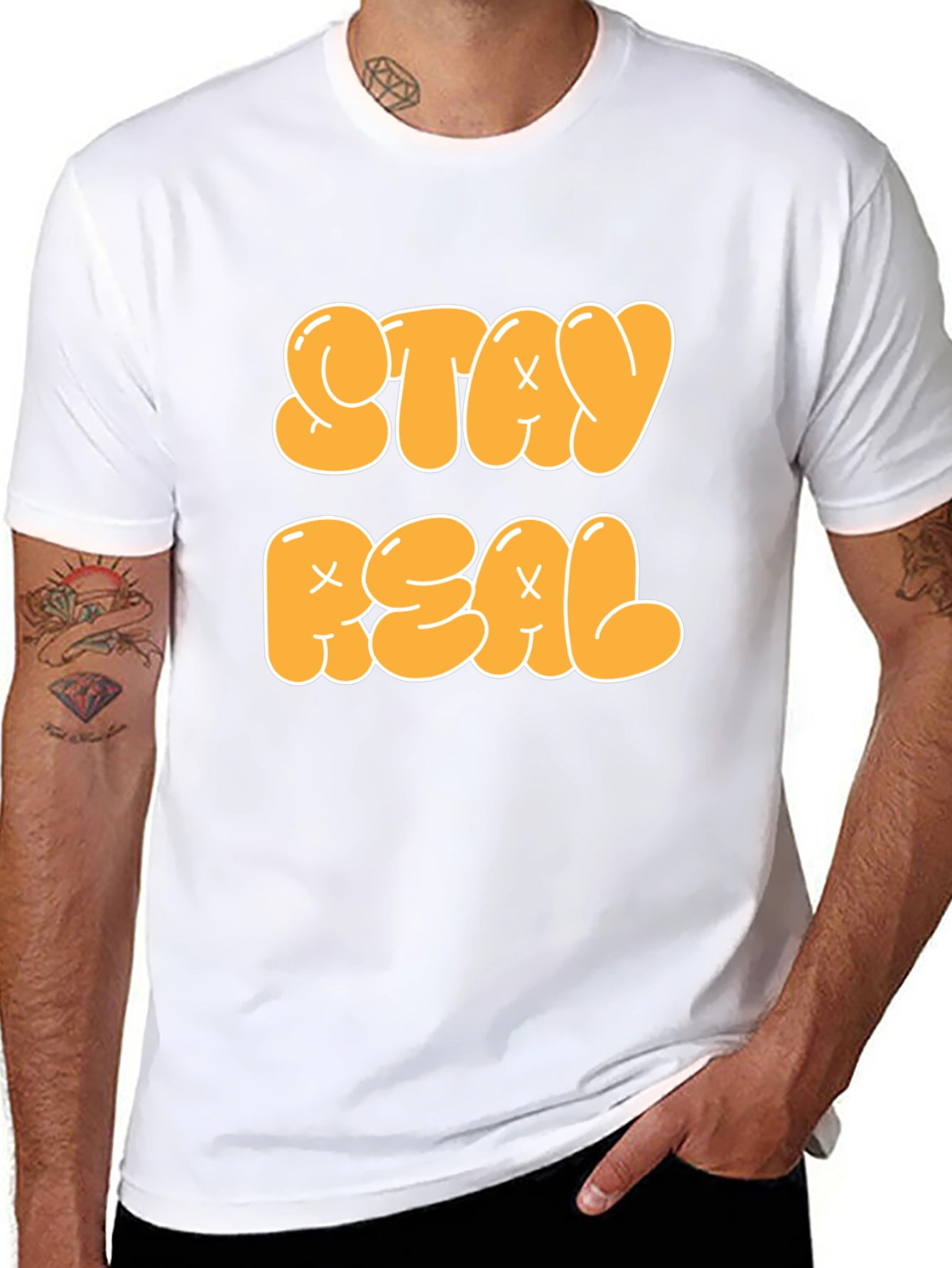Stay Real Graphic Tee - Black Cotton Blend