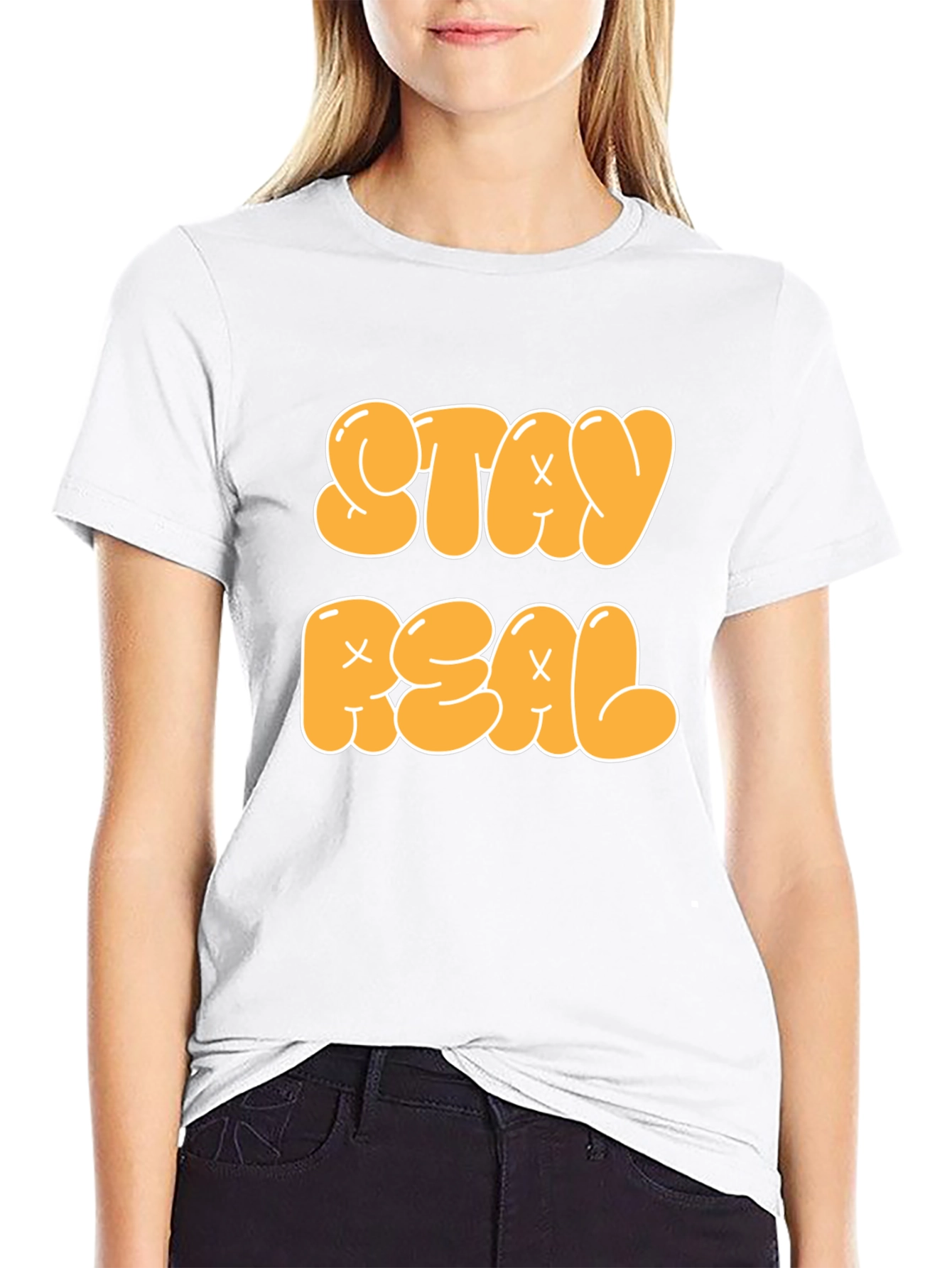 Stay Real Graphic Tee - Black Cotton Blend