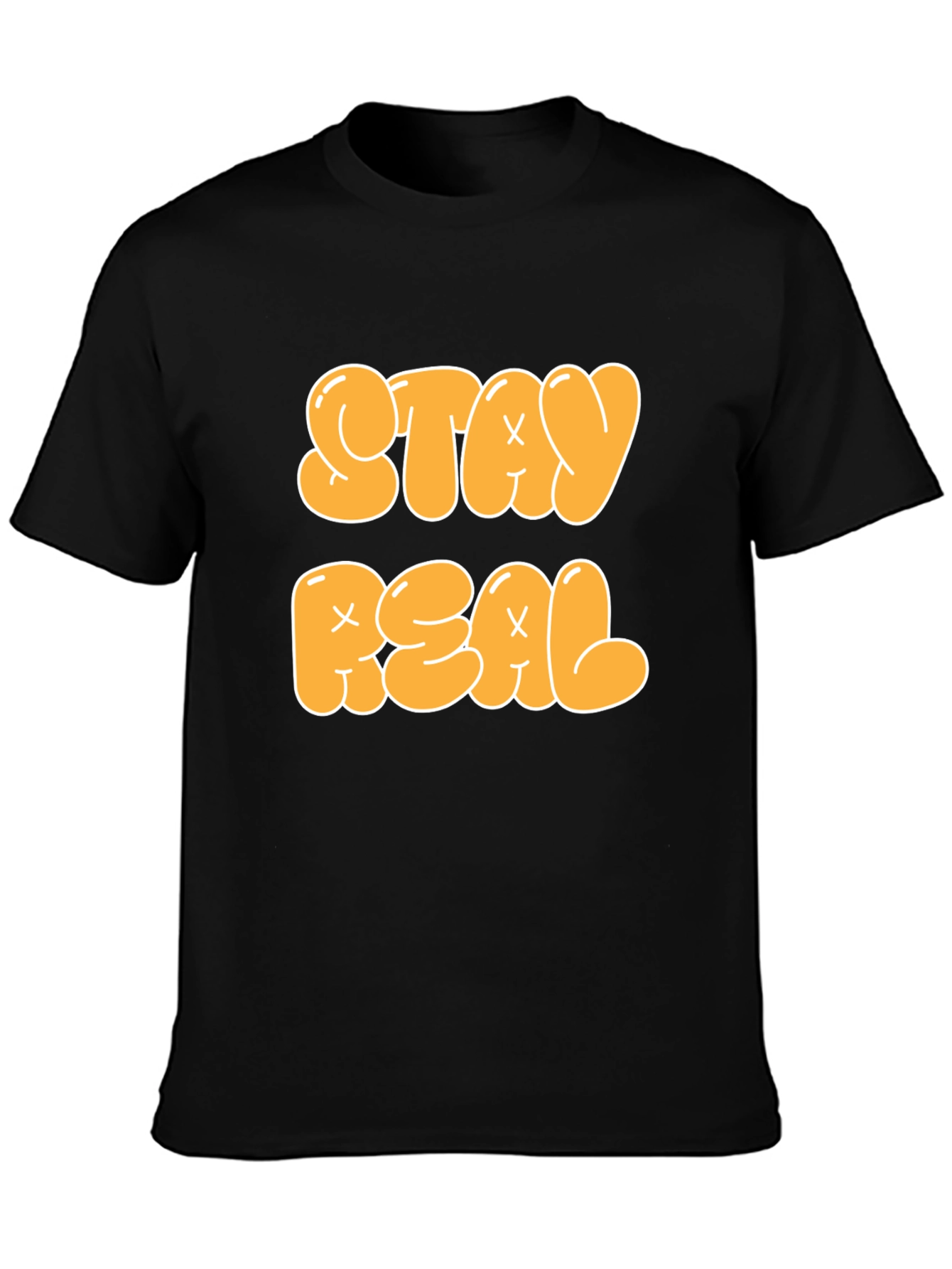 Stay Real Graphic Tee - Black Cotton Blend