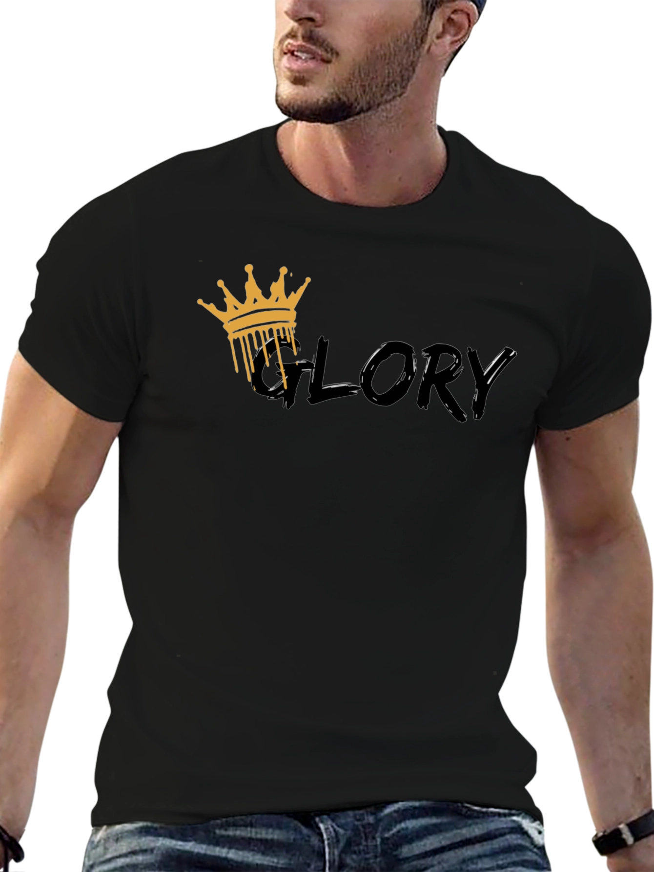 Mens Black Glory Crown Graphic Tee
