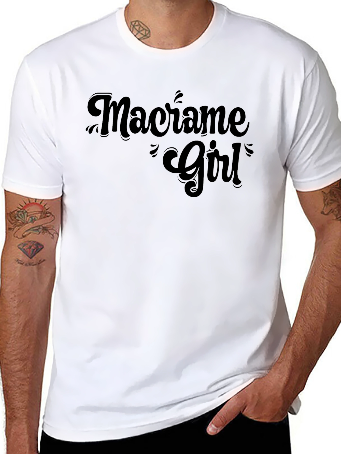 Macrame Girl T-Shirt - Black Graphic Tee