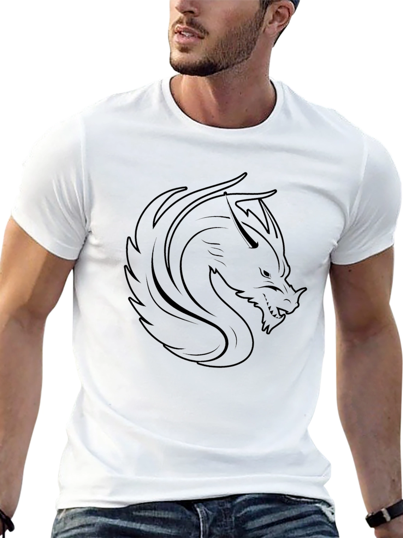 Dragon Graphic Tee - Black Cotton Blend