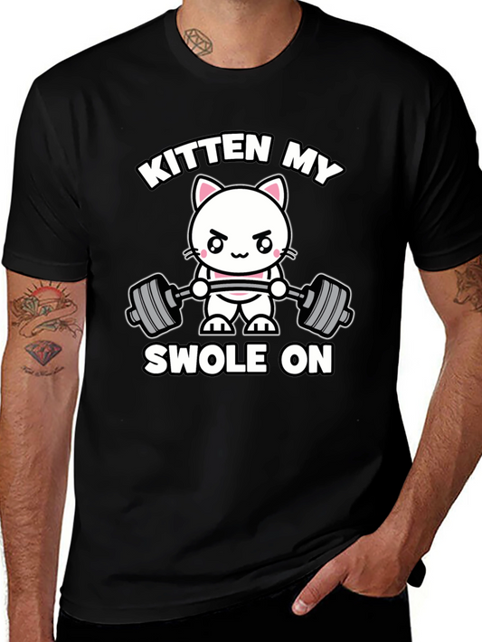 Kitten My Swolle On Black T-Shirt - Workout Graphic Tee