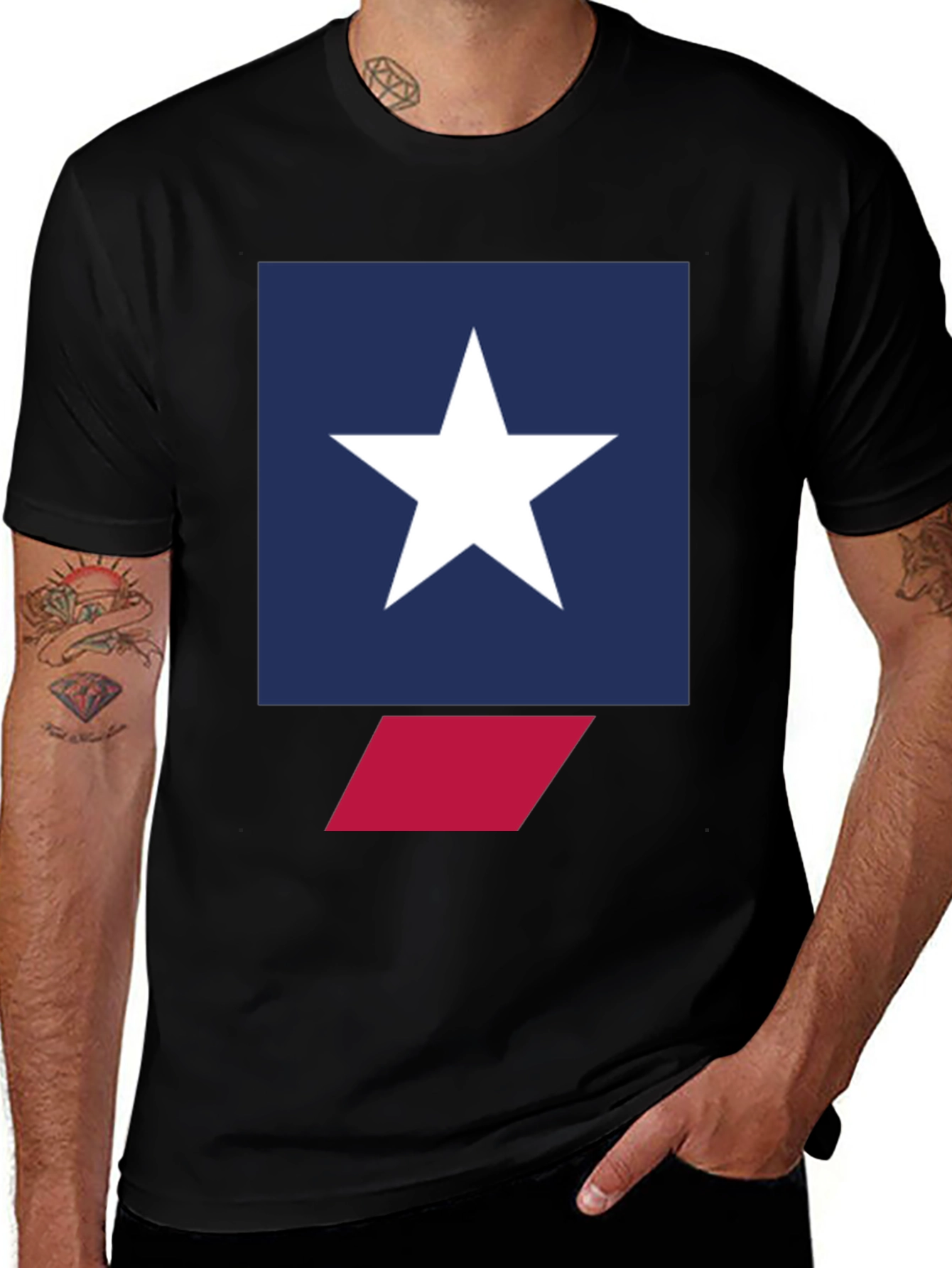 Star Graphic Tee - Mens Black Crew Neck T-Shirt