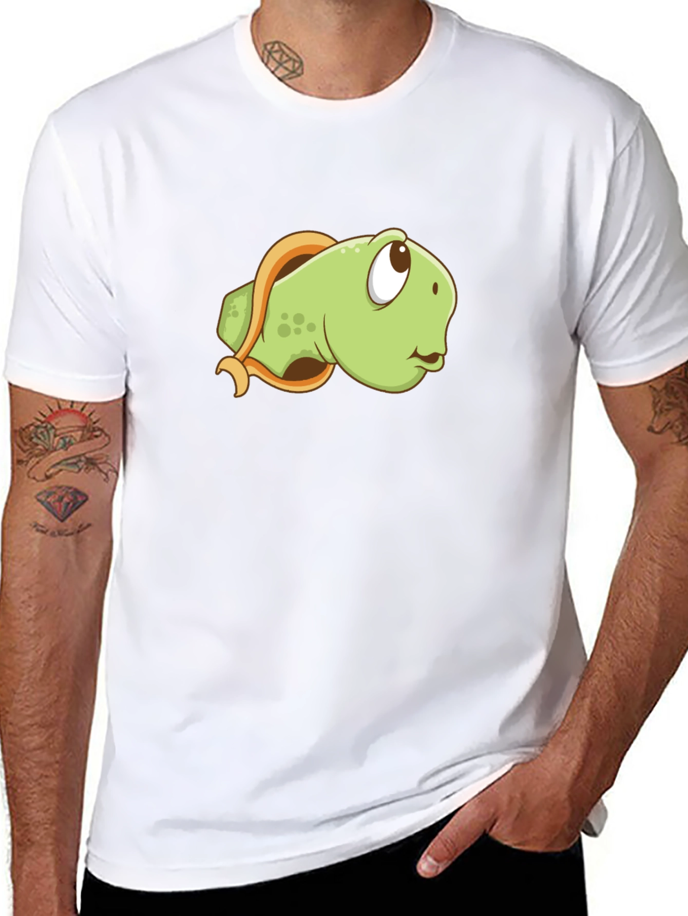 Cartoon Turtle Graphic Tee - Black Casual Shirt