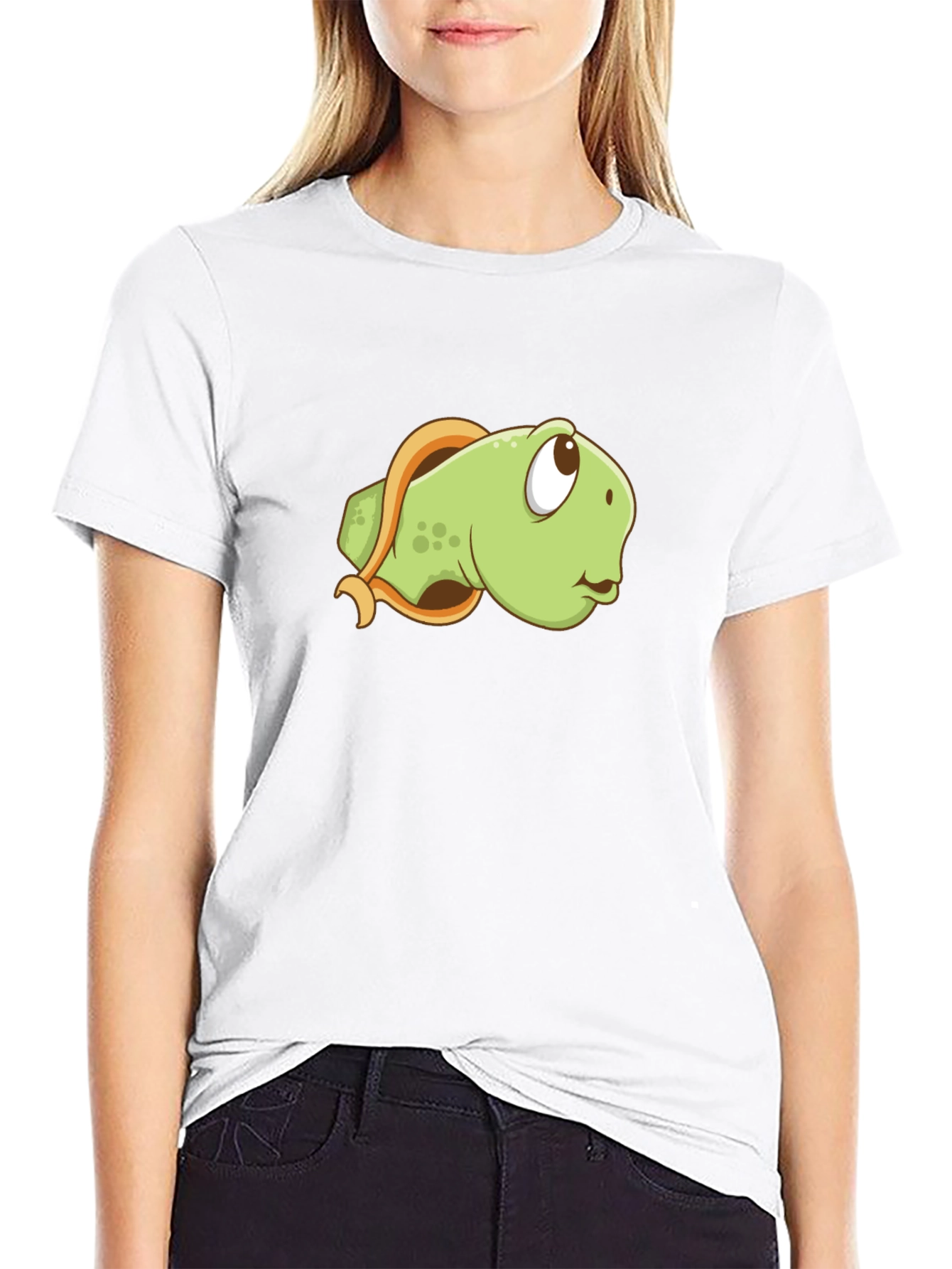 Cartoon Turtle Graphic Tee - Black Casual Shirt