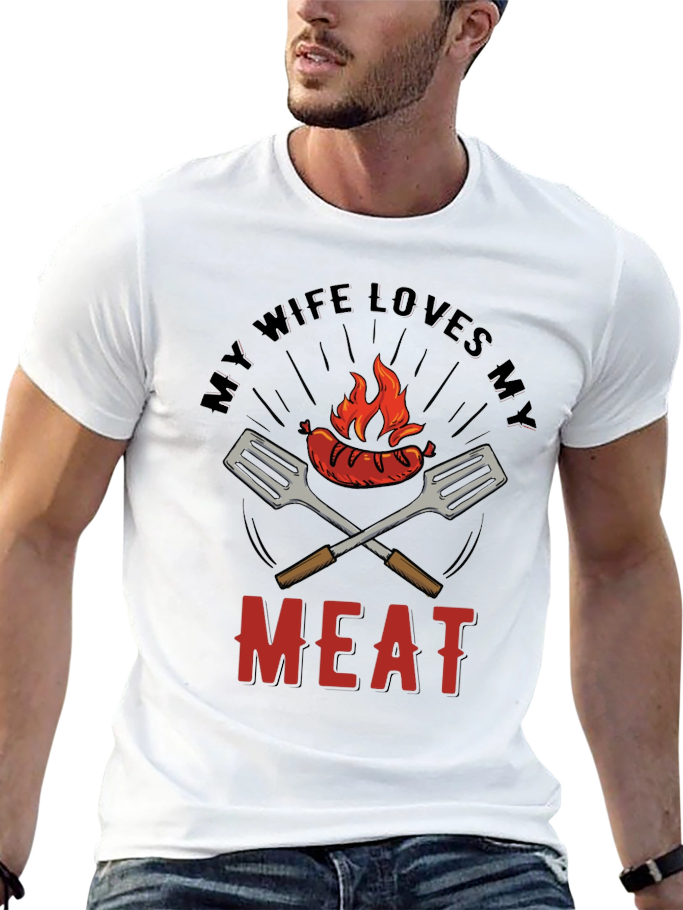 Funny BBQ T-Shirt - My Wife Loves My Meat
