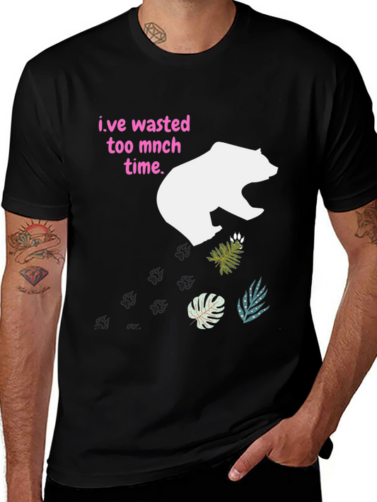 Wasted Time Bear Graphic Tee - Trendy & Comfortable