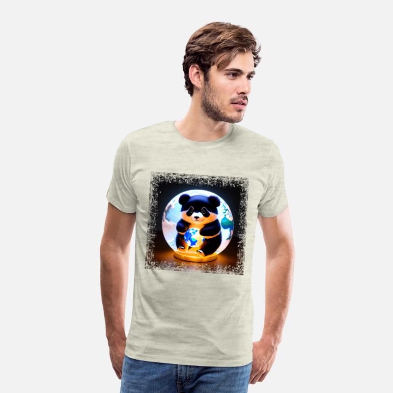 Panda on Square Grunge Globe