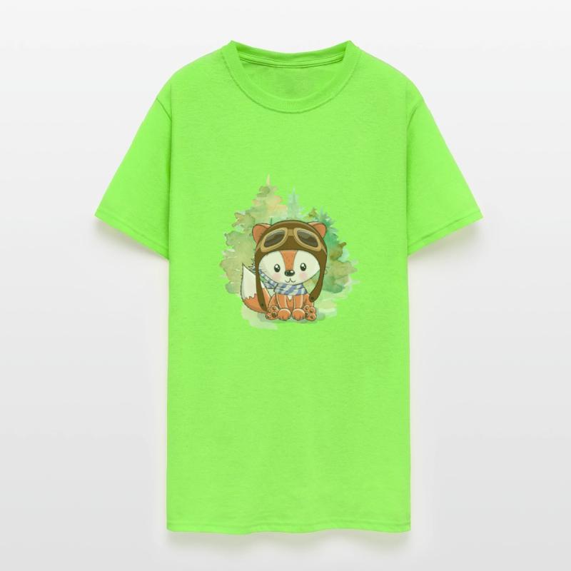 Pilot Fox Sitting On Grass With Tree Watercolor