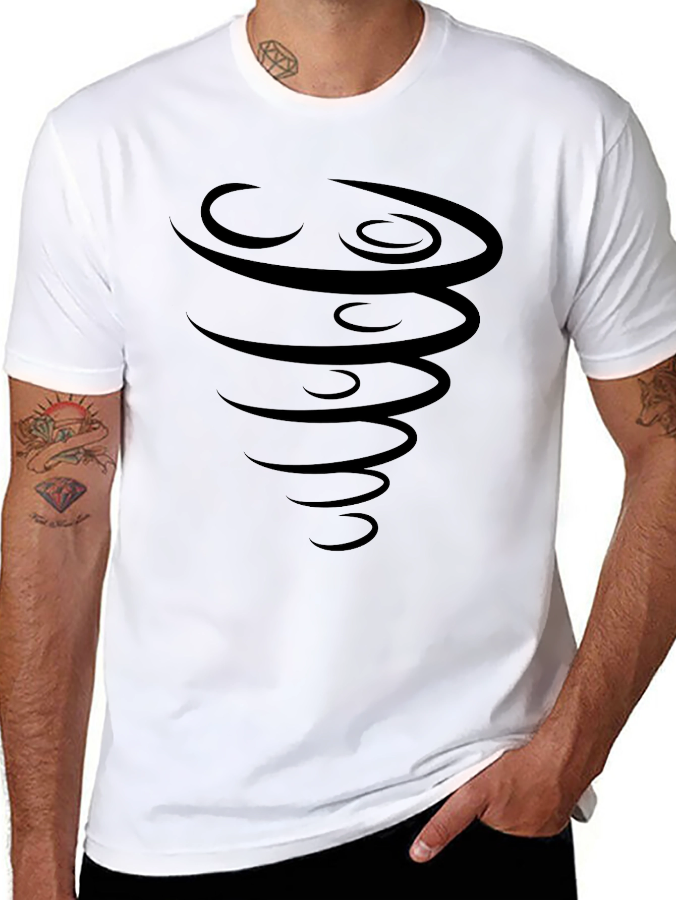 Mens Black Tornado Graphic T-Shirt