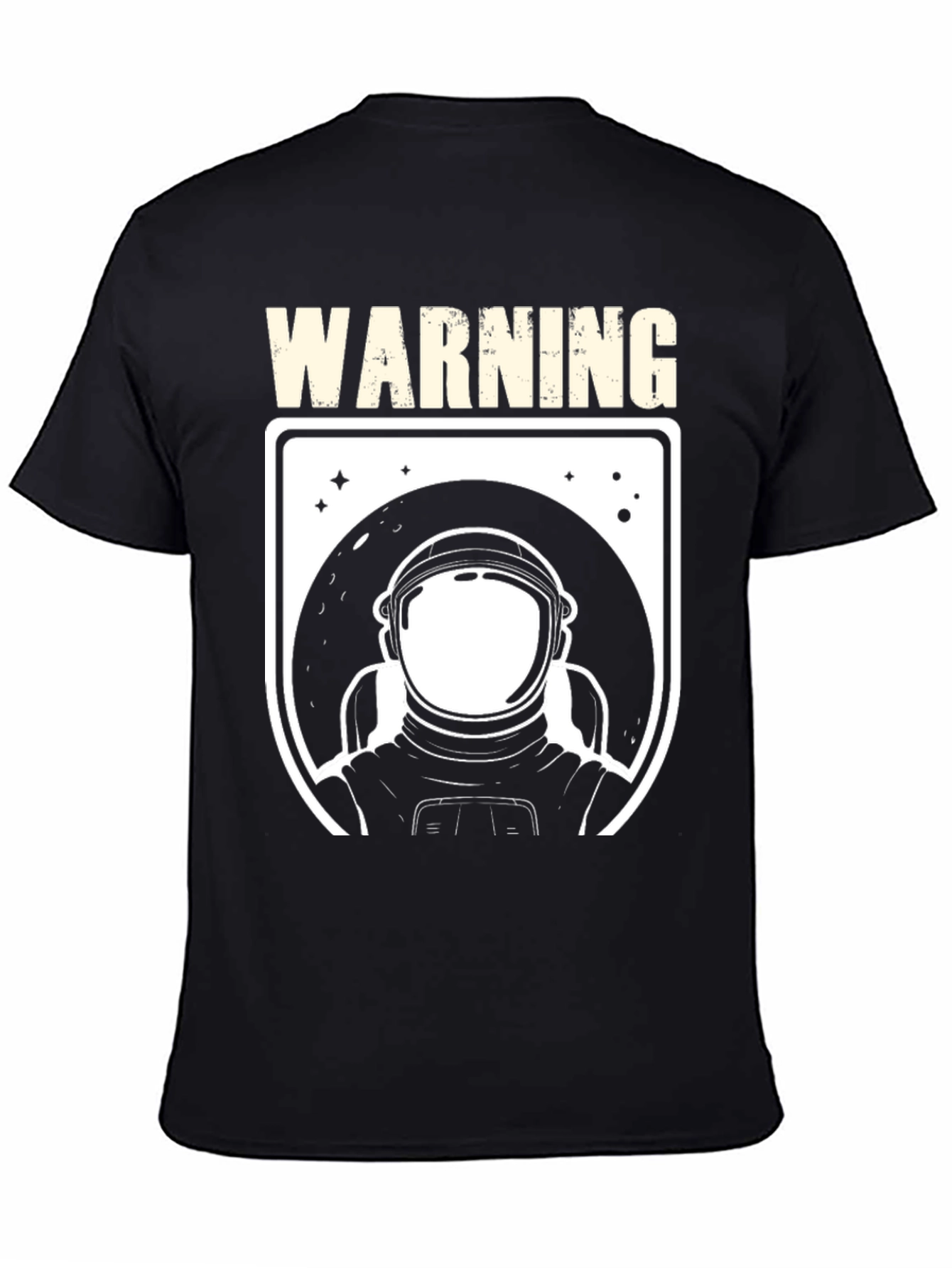 Warning Astronaut Graphic Print Black T-Shirt
