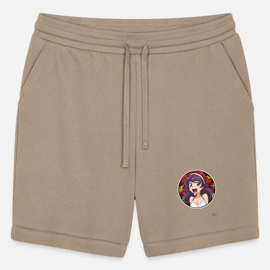 Playful Anime Girl with Fruit Background