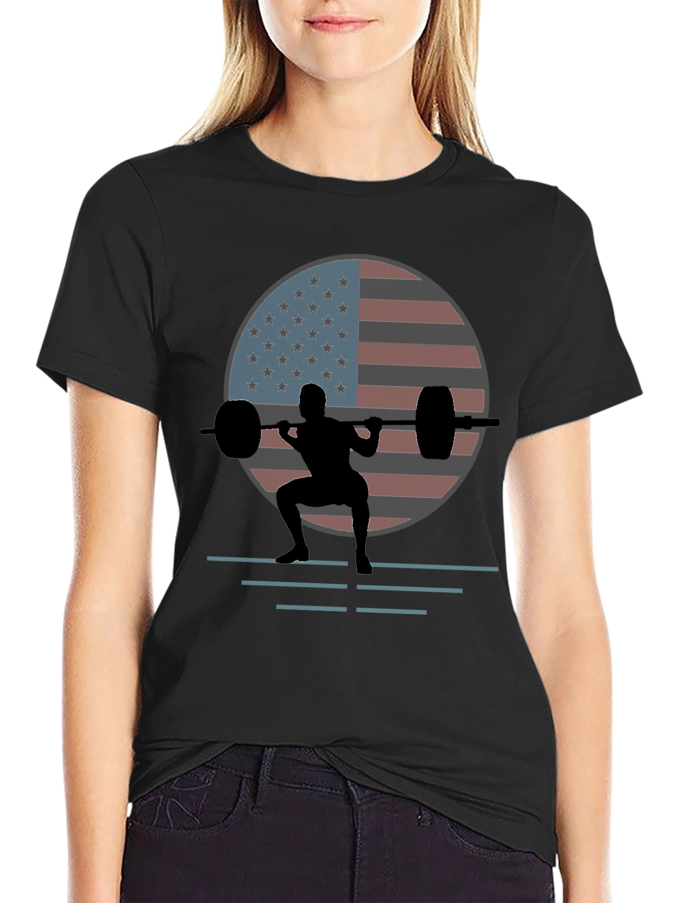 American Flag Weightlifting T-Shirt