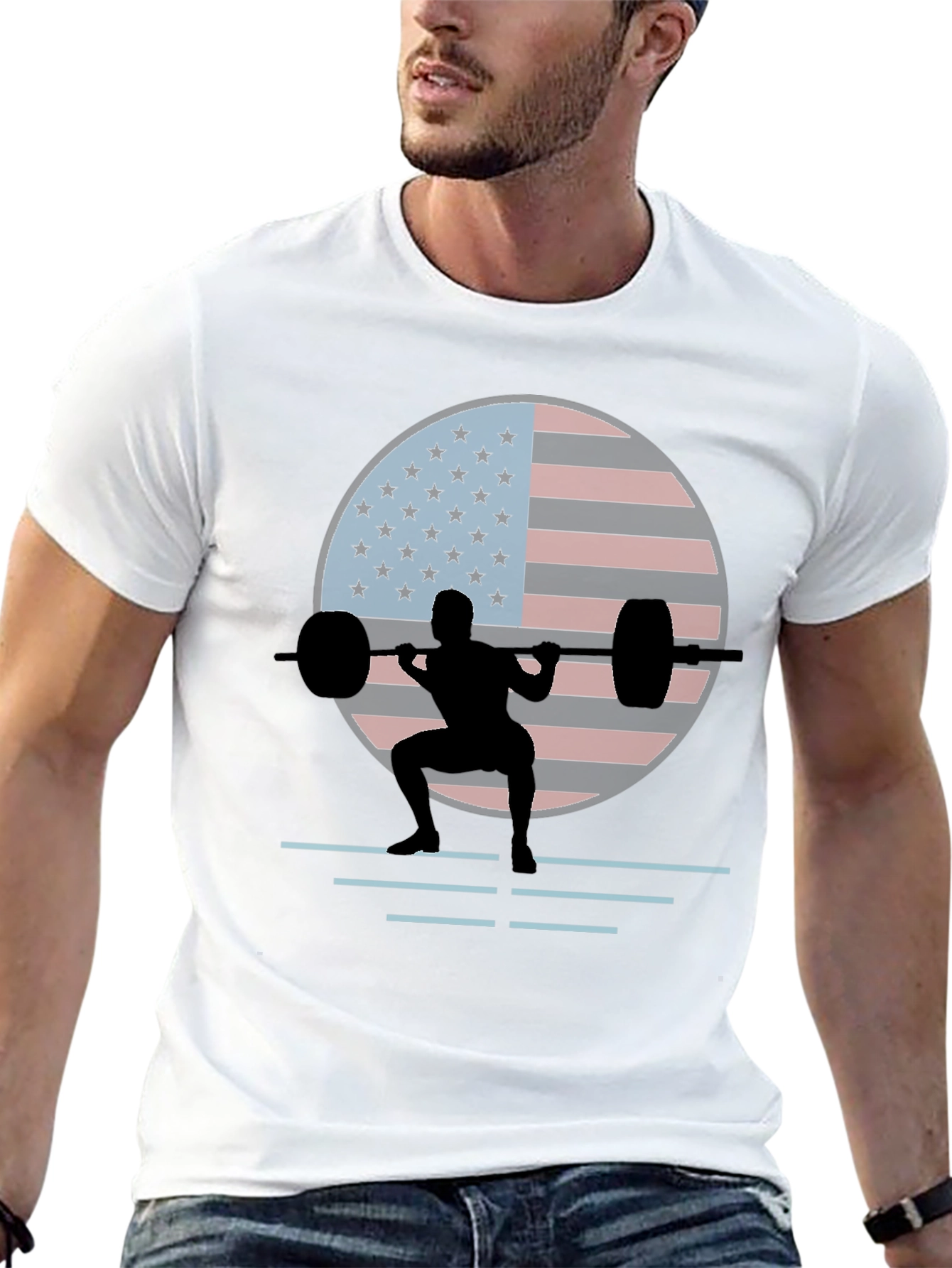 American Flag Weightlifting T-Shirt