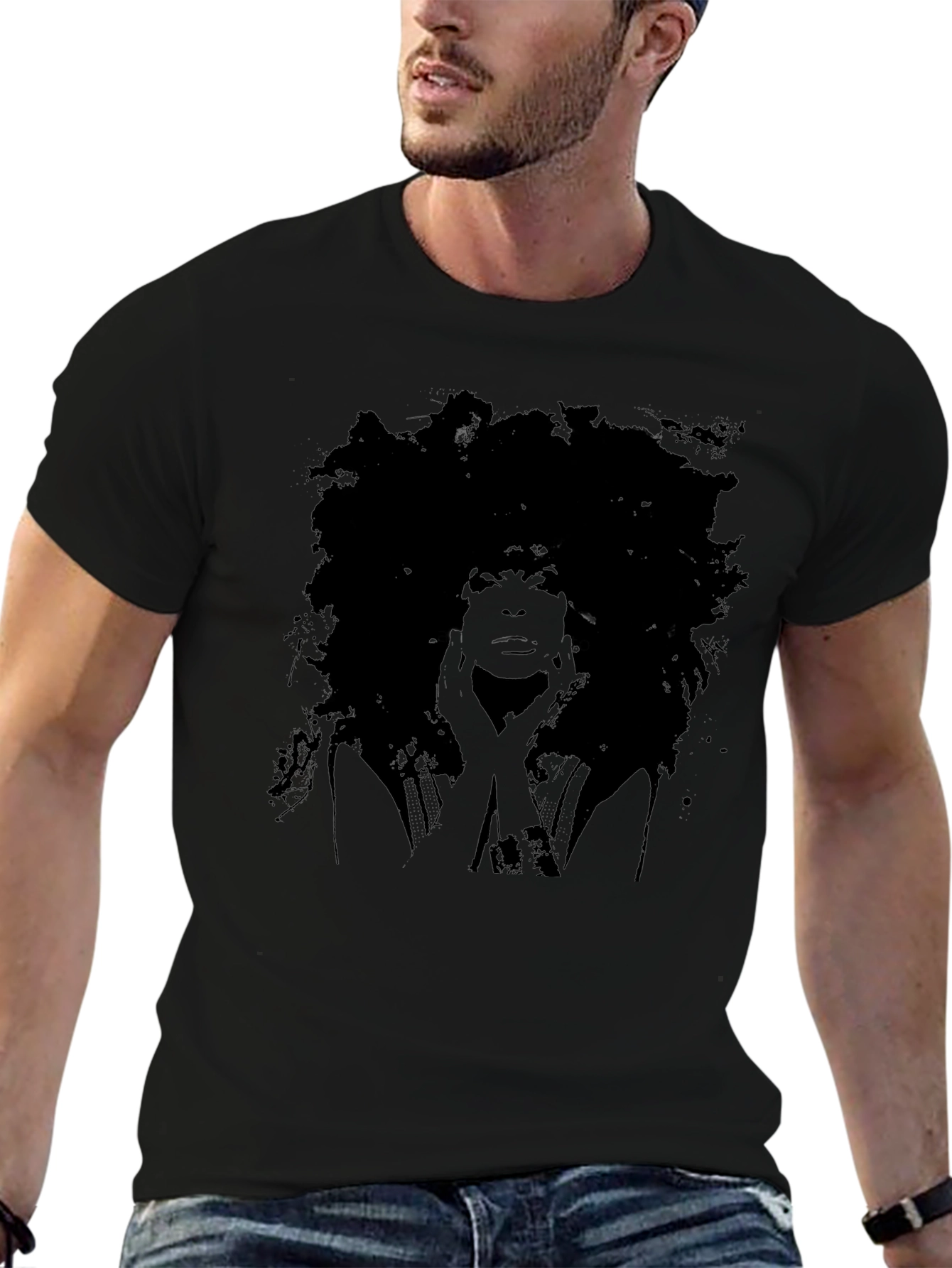 Afro Silhouette Graphic Tee - Black Unisex T-Shirt