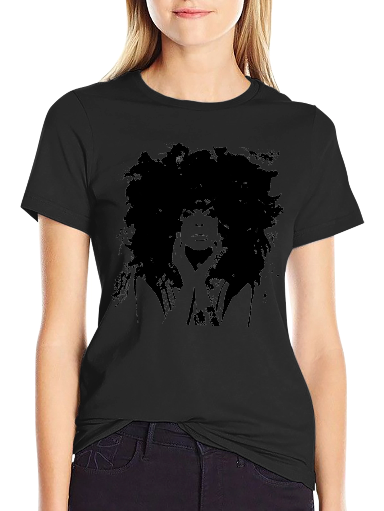 Afro Silhouette Graphic Tee - Black Unisex T-Shirt