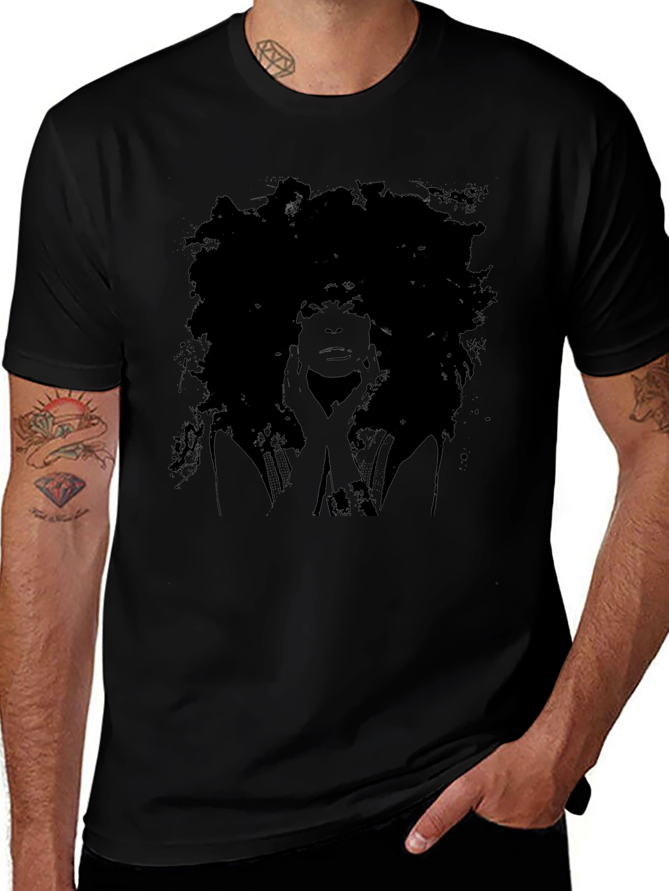 Afro Silhouette Graphic Tee - Black Unisex T-Shirt