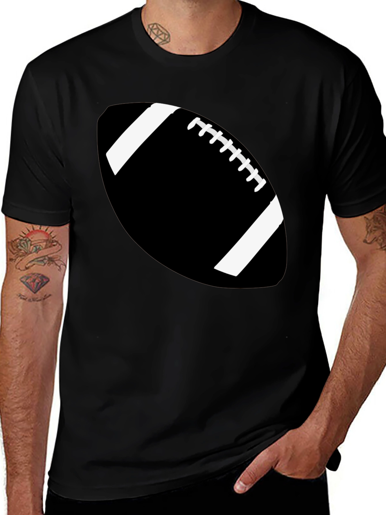 Football Graphic Tee - Black Cotton Casual Shirt