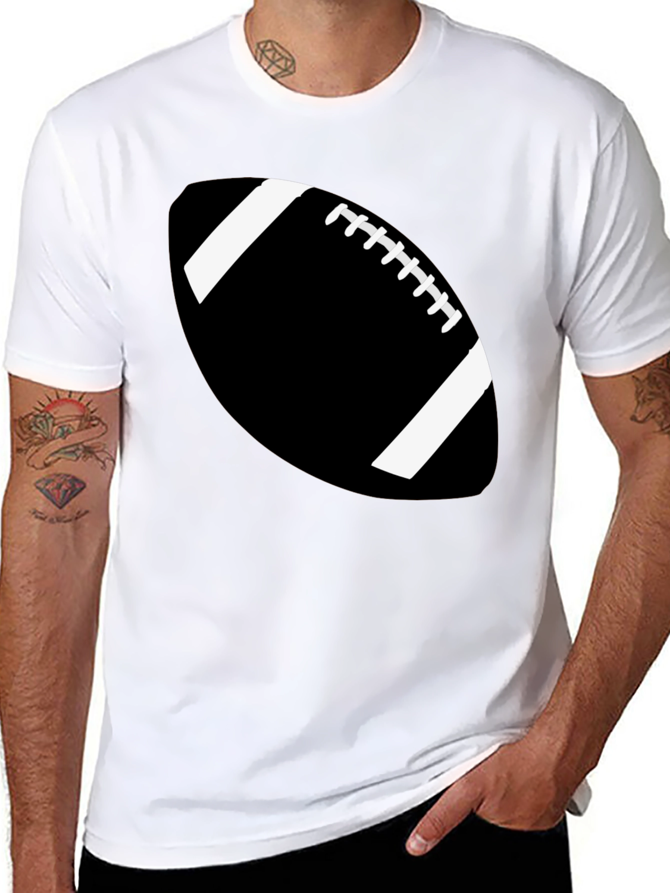 Football Graphic Tee - Black Cotton Casual Shirt