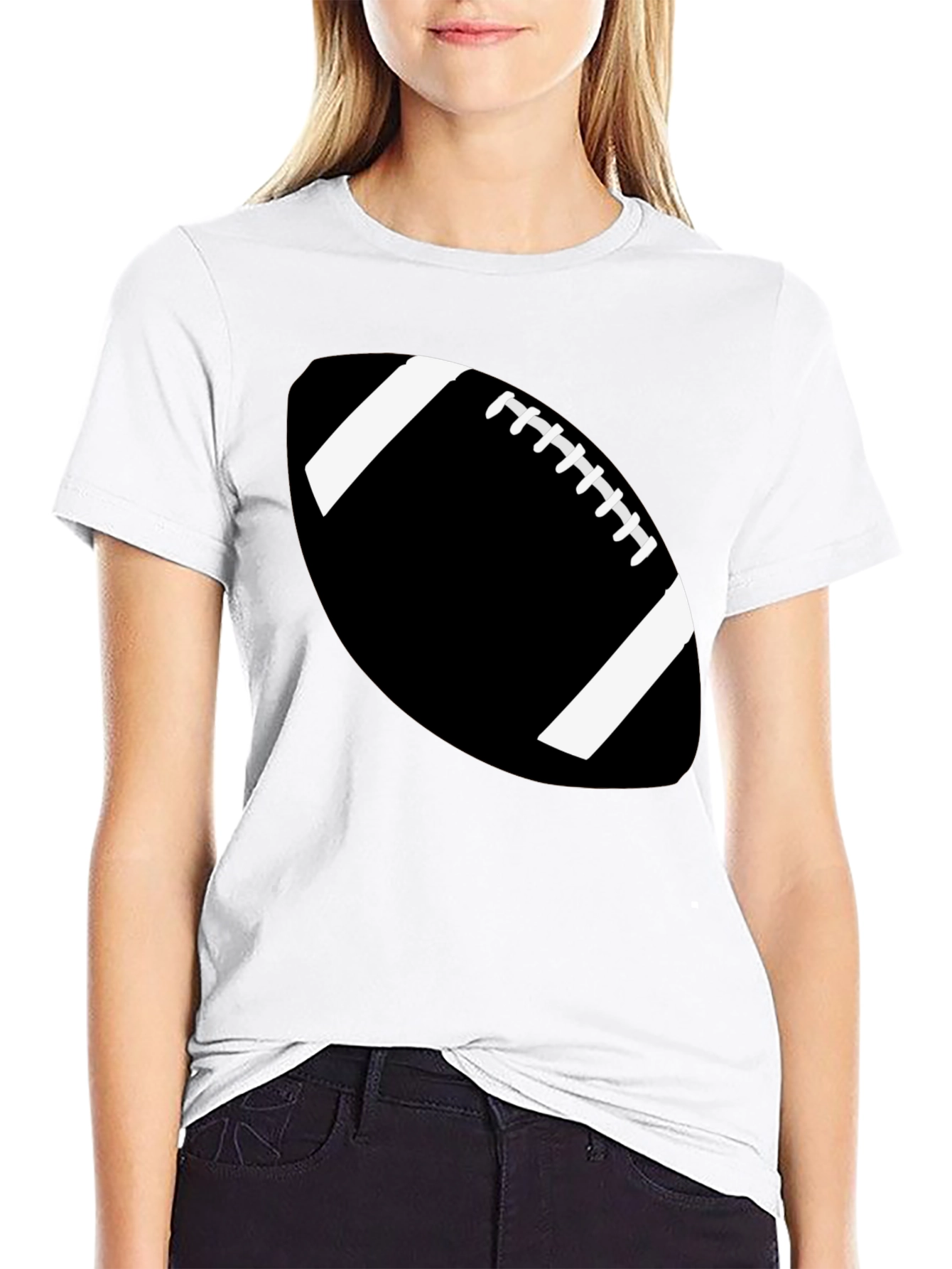Football Graphic Tee - Black Cotton Casual Shirt