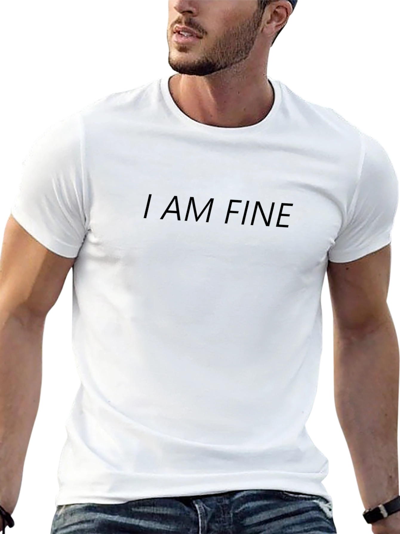I Am Fine Black T-Shirt Casual Everyday Wear
