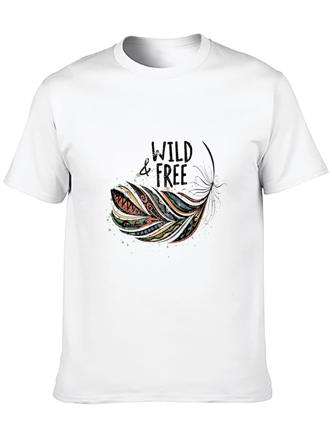 Wild and Free Feather Graphic Tee - Black