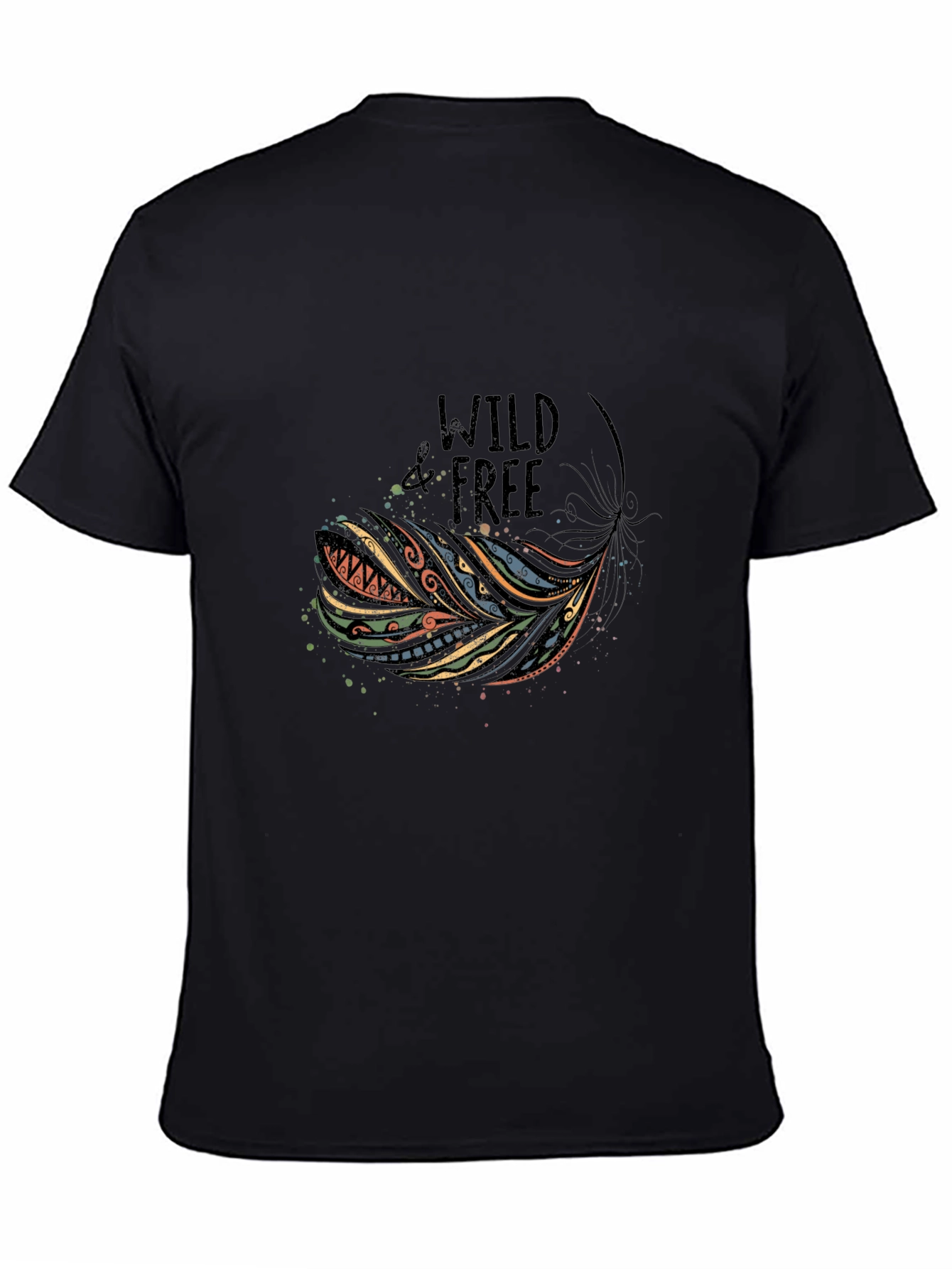Wild and Free Feather Graphic Tee - Black