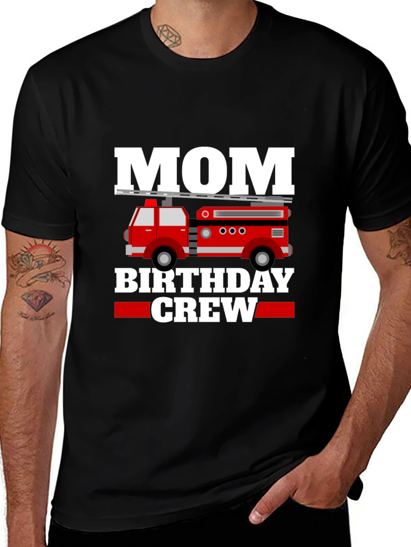 Mom Birthday Crew Firetruck T-Shirt