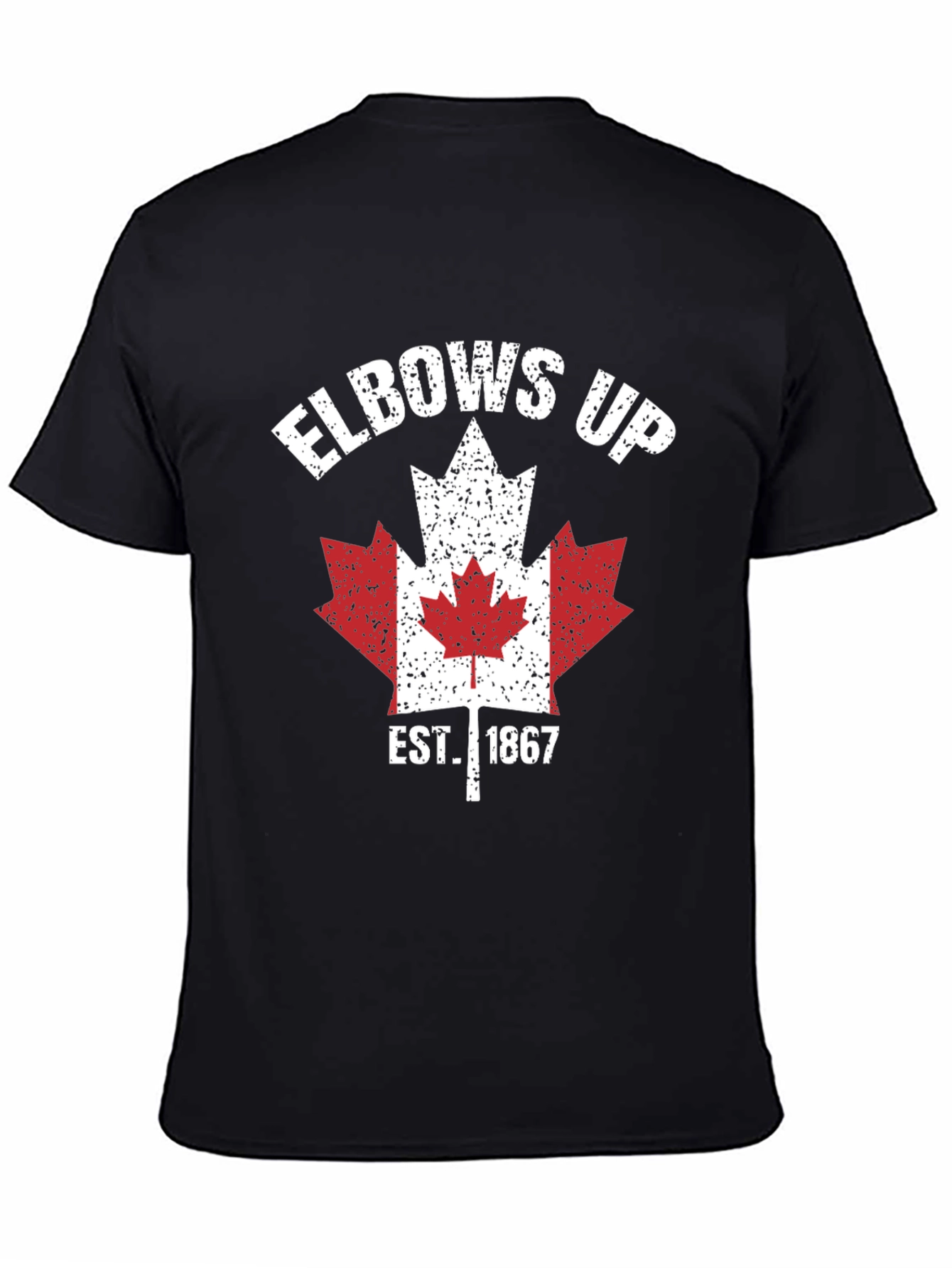Elbows Up Canada Maple Leaf Est. 1867 Black T-Shirt