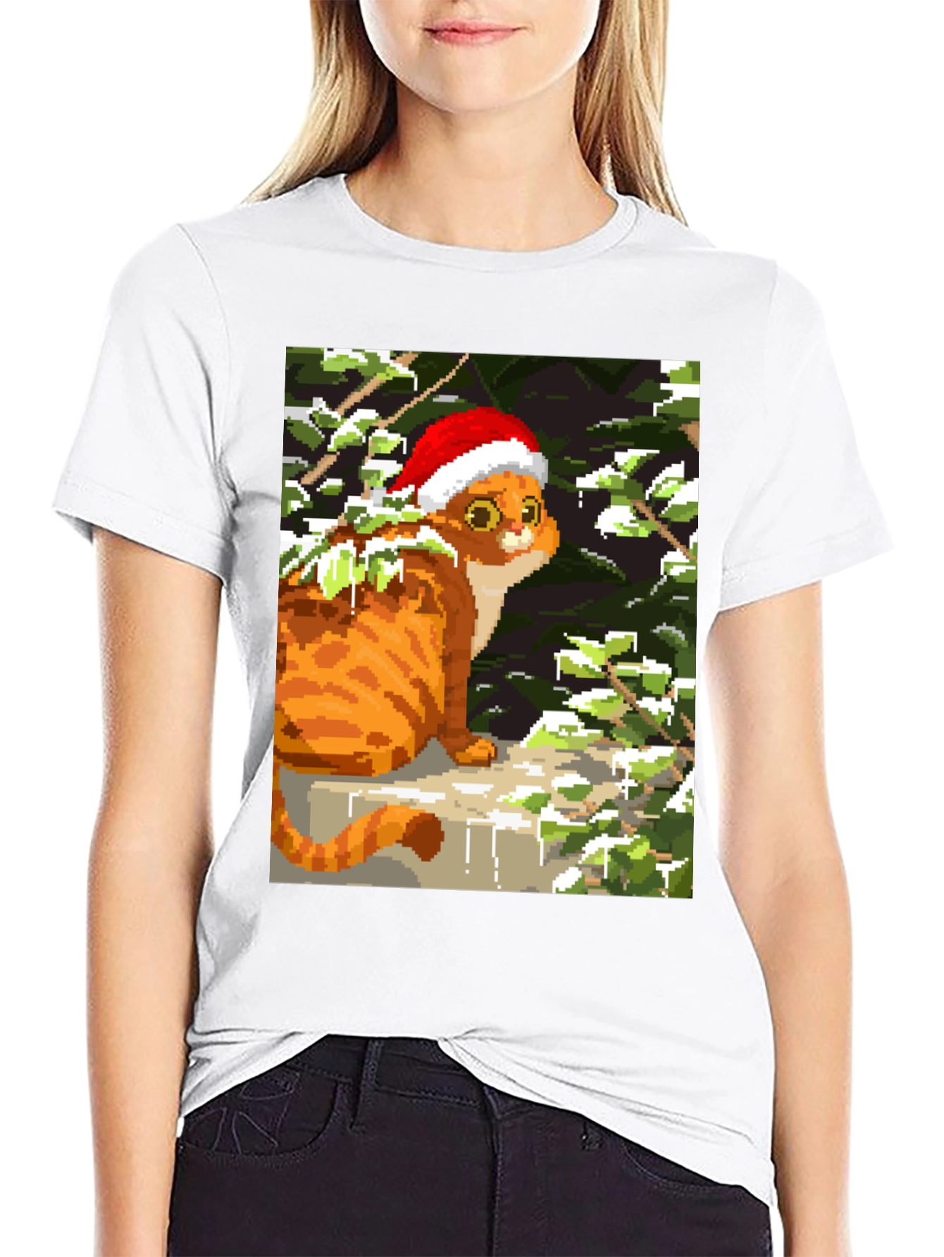 Pixel Cat Christmas Tee