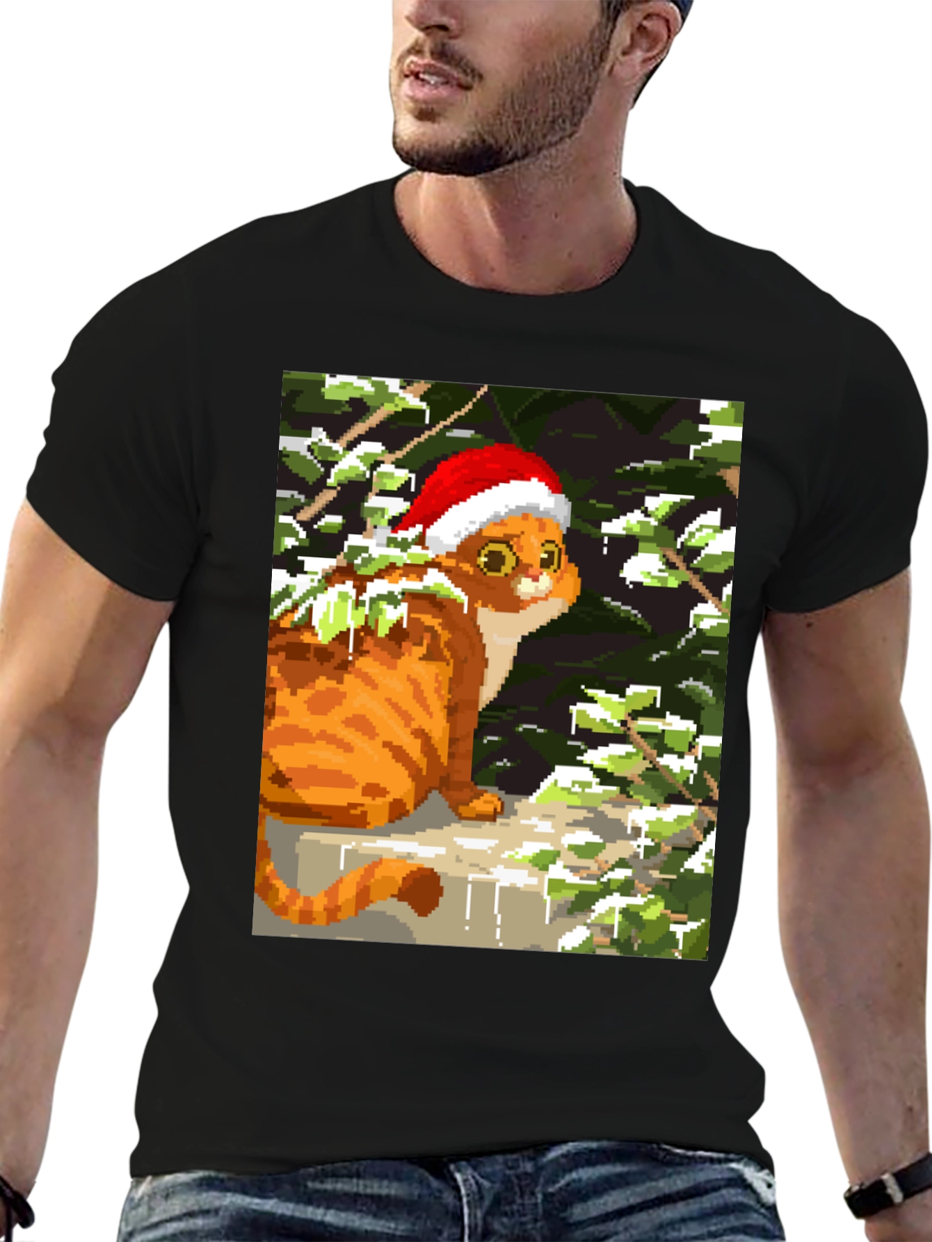Pixel Cat Christmas Tee