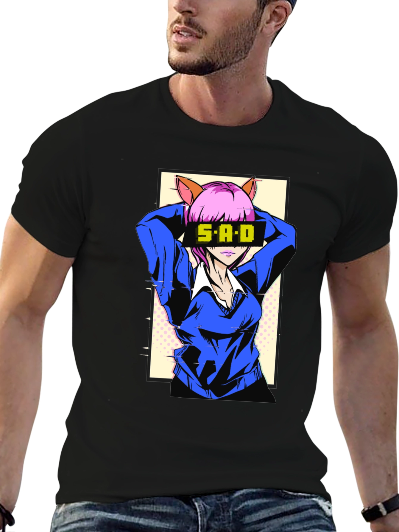 Anime Girl Graphic T-Shirt - SAD Design
