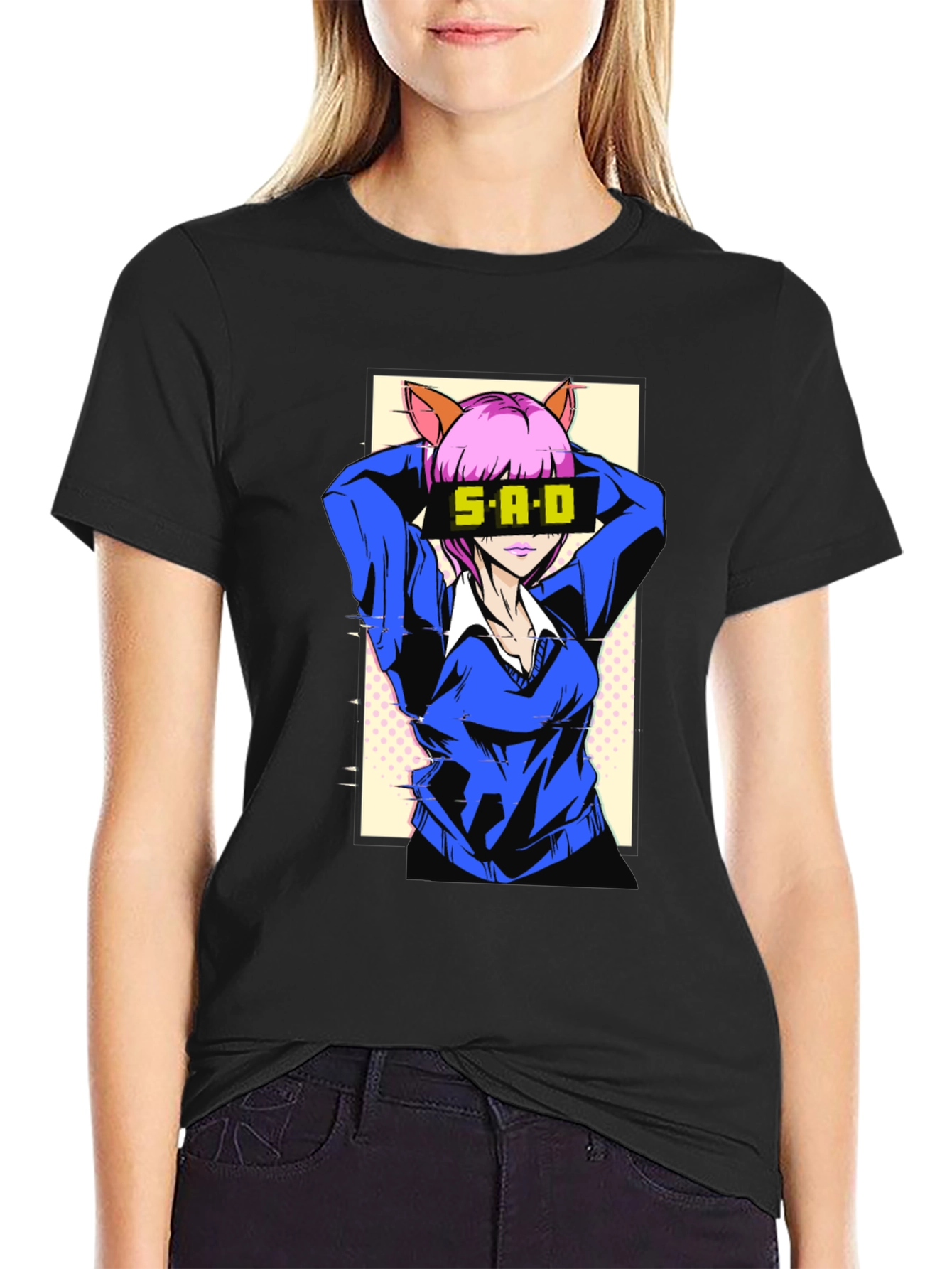 Anime Girl Graphic T-Shirt - SAD Design