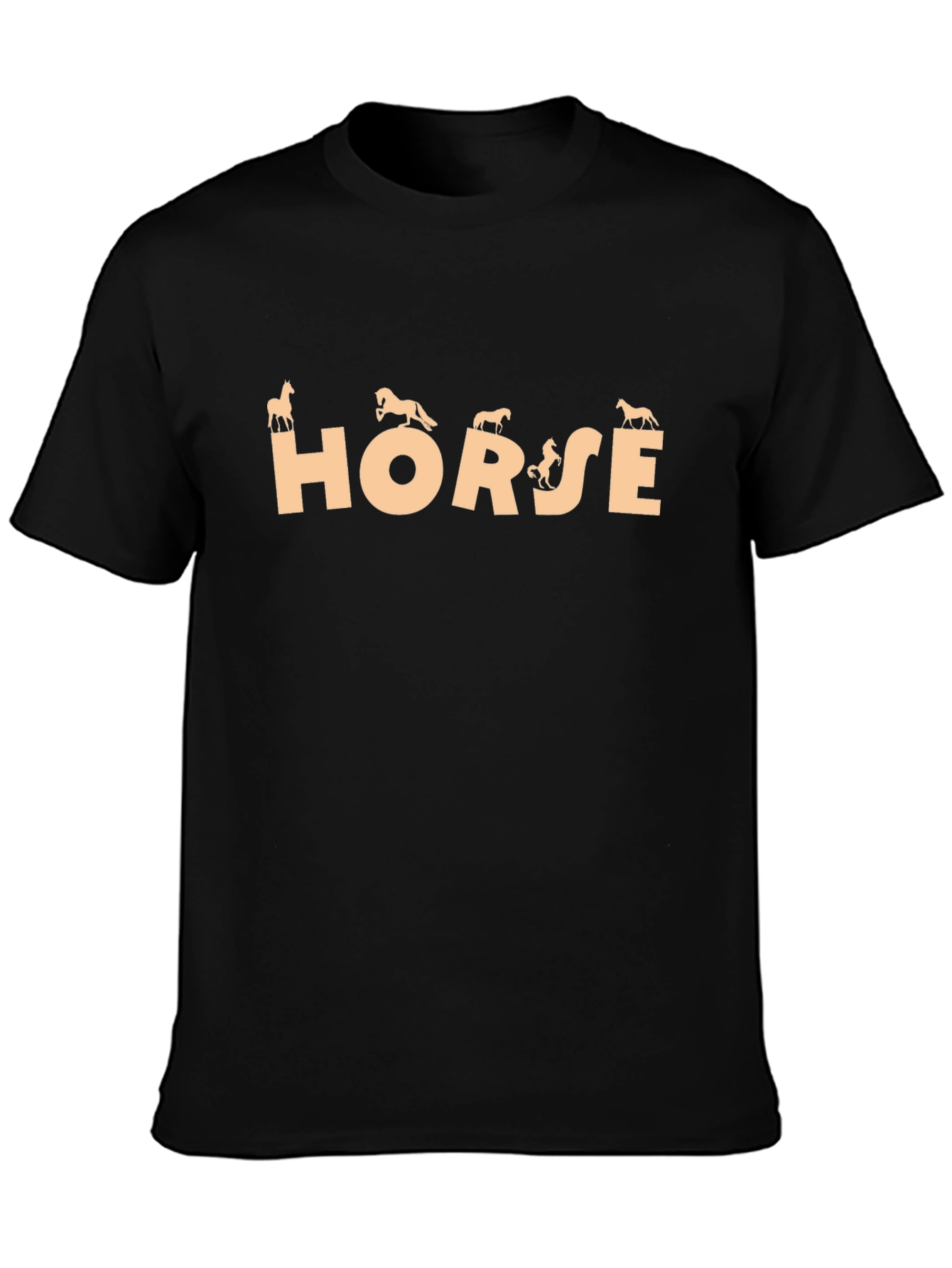 Horse Graphic Print Black Tee