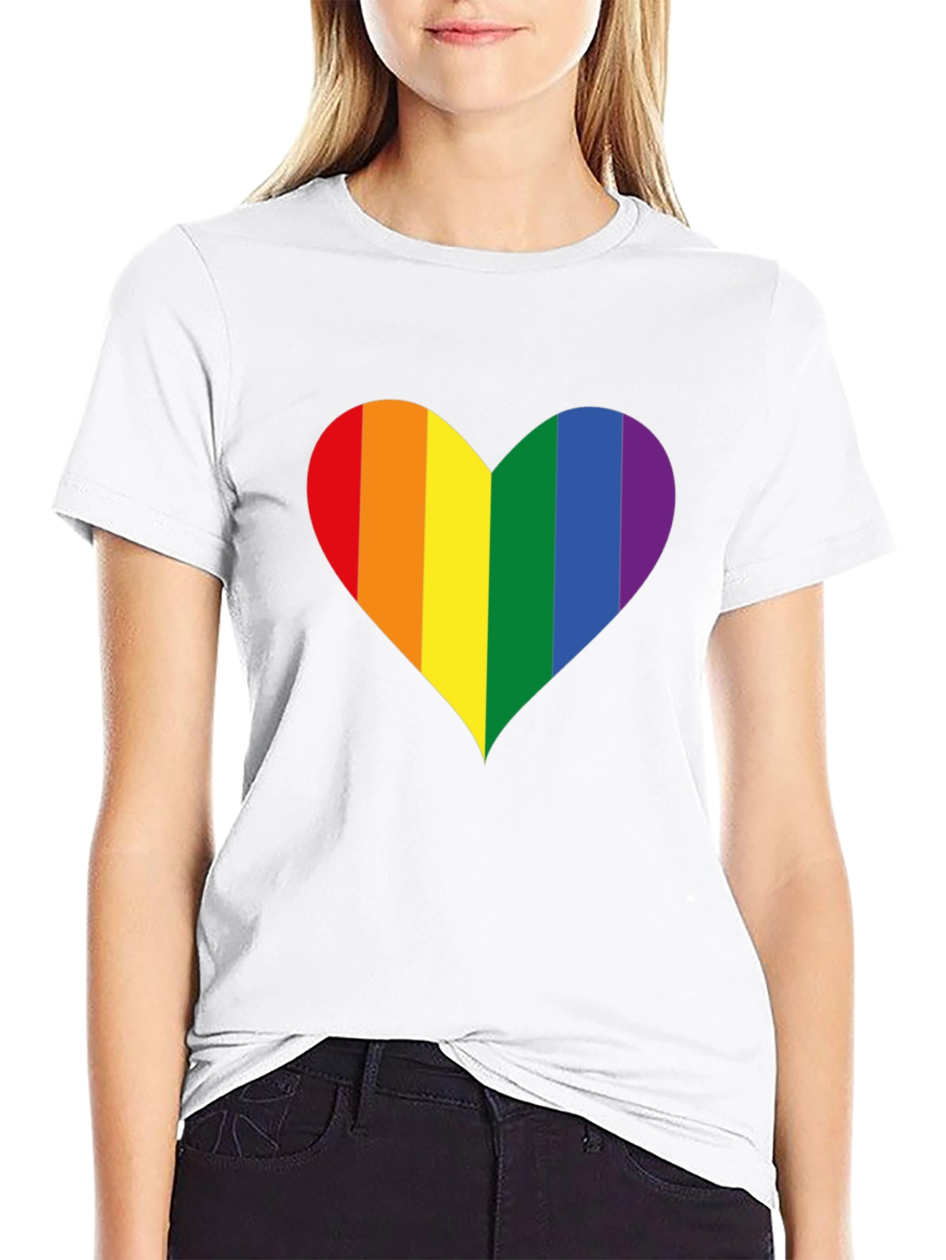 Pride Heart Graphic Tee - Black Cotton Blend