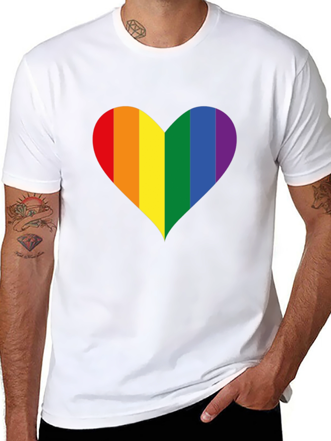 Pride Heart Graphic Tee - Black Cotton Blend