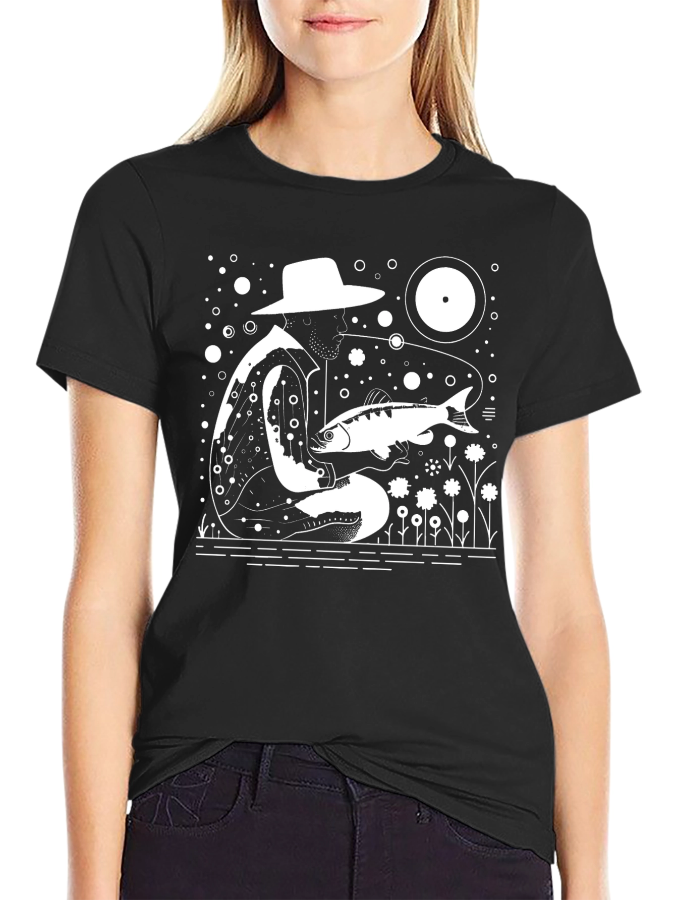 Fisherman Graphic Tee - Black