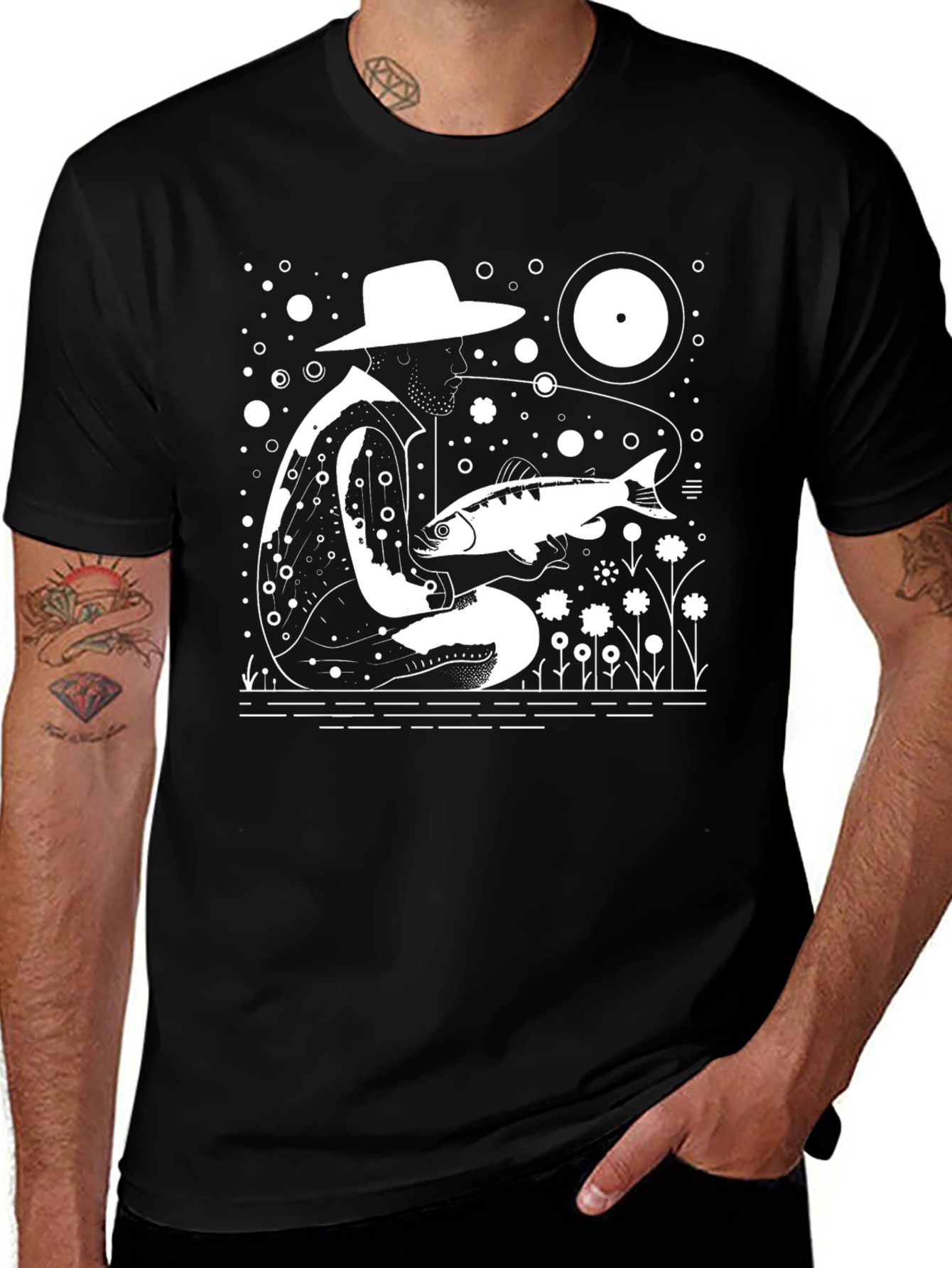 Fisherman Graphic Tee - Black