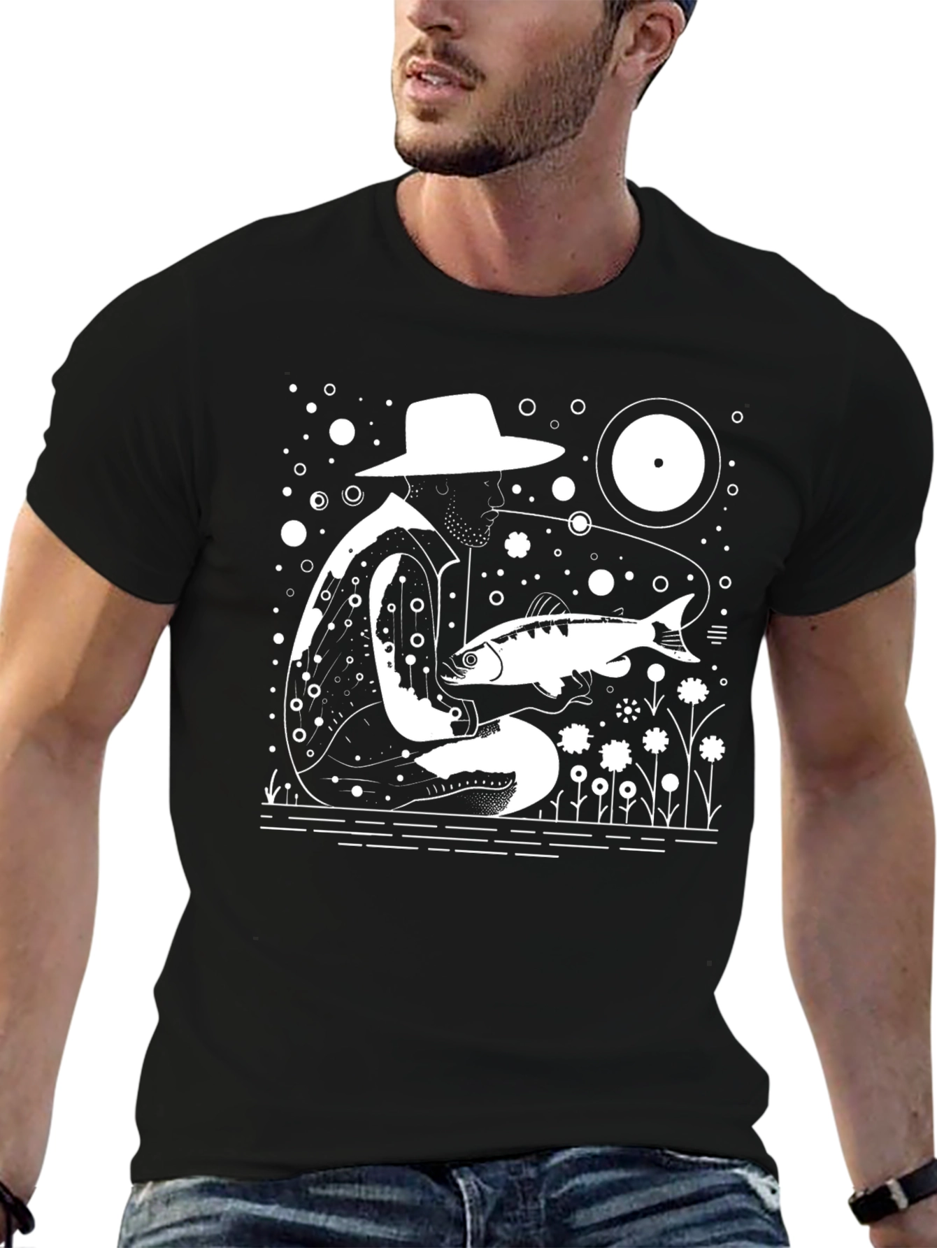 Fisherman Graphic Tee - Black