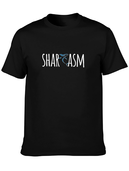 Shark Sarcasm Graphic Print Crew Neck T-Shirt